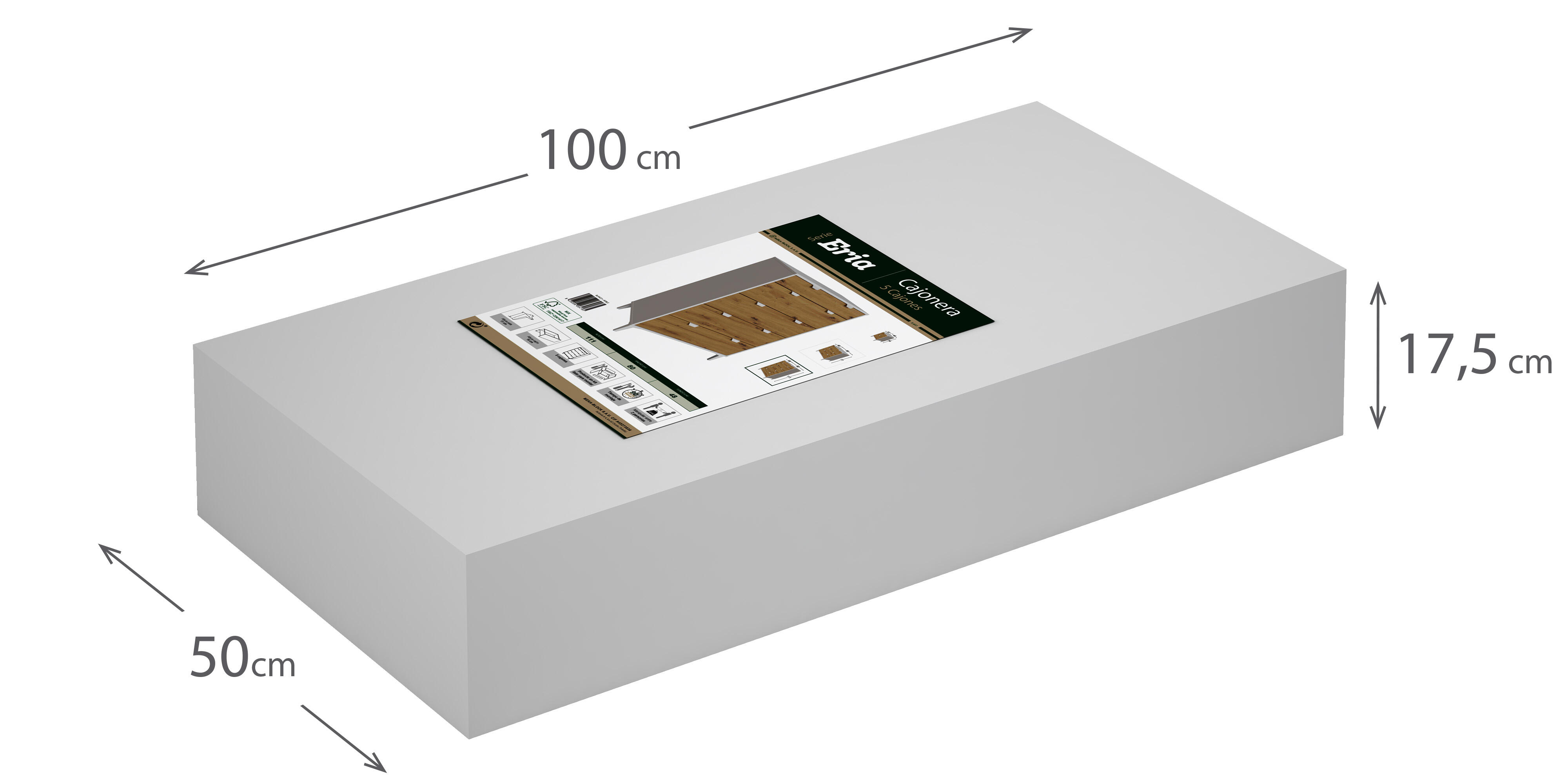 Cómoda Home Eria blanca roble con 5 cajones de 80.2x110.6x48 cm - 8