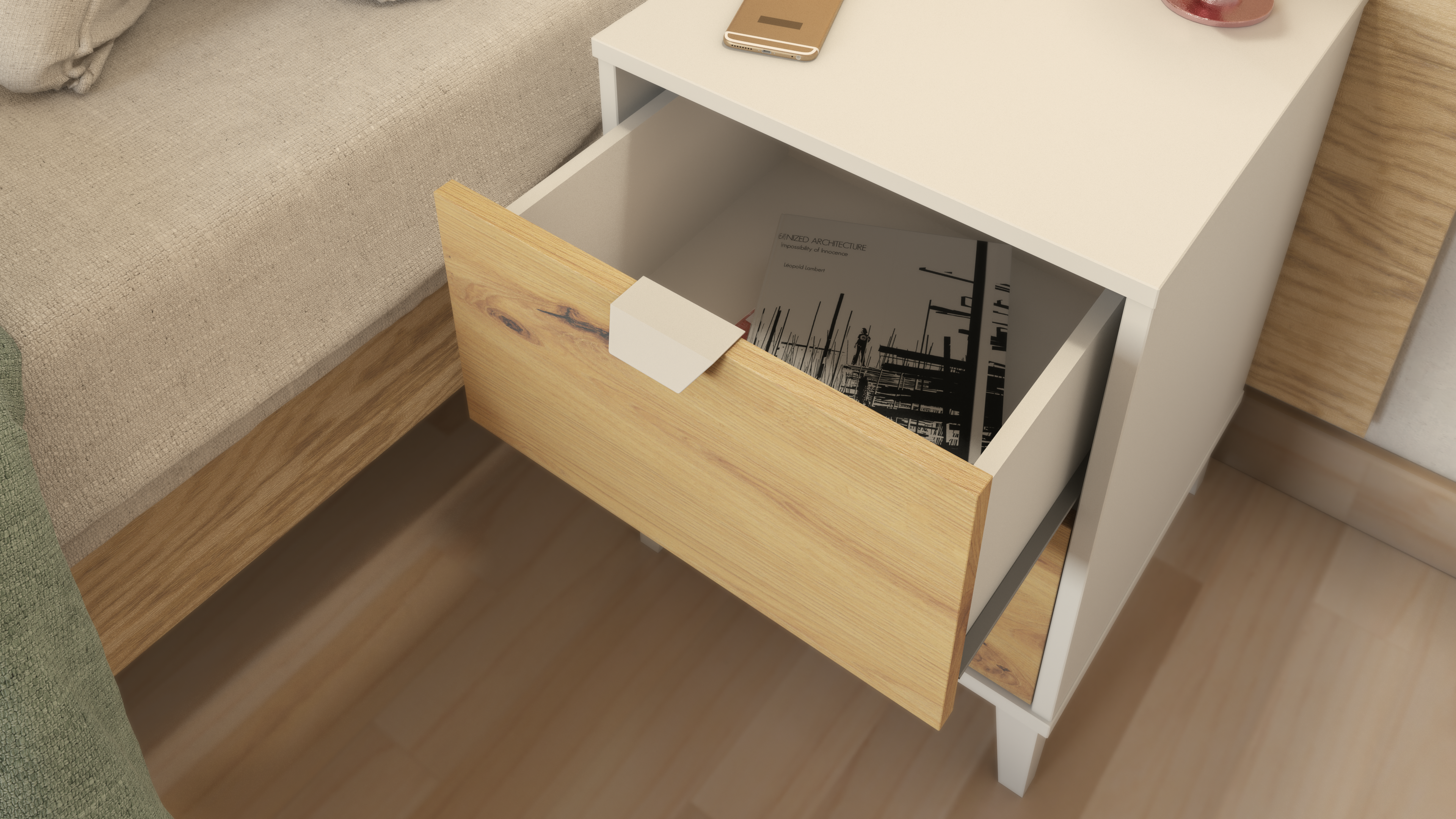 Mesilla Home Eria blanca y roble con 2 cajones de 40.2x56.2x35 cm - 6