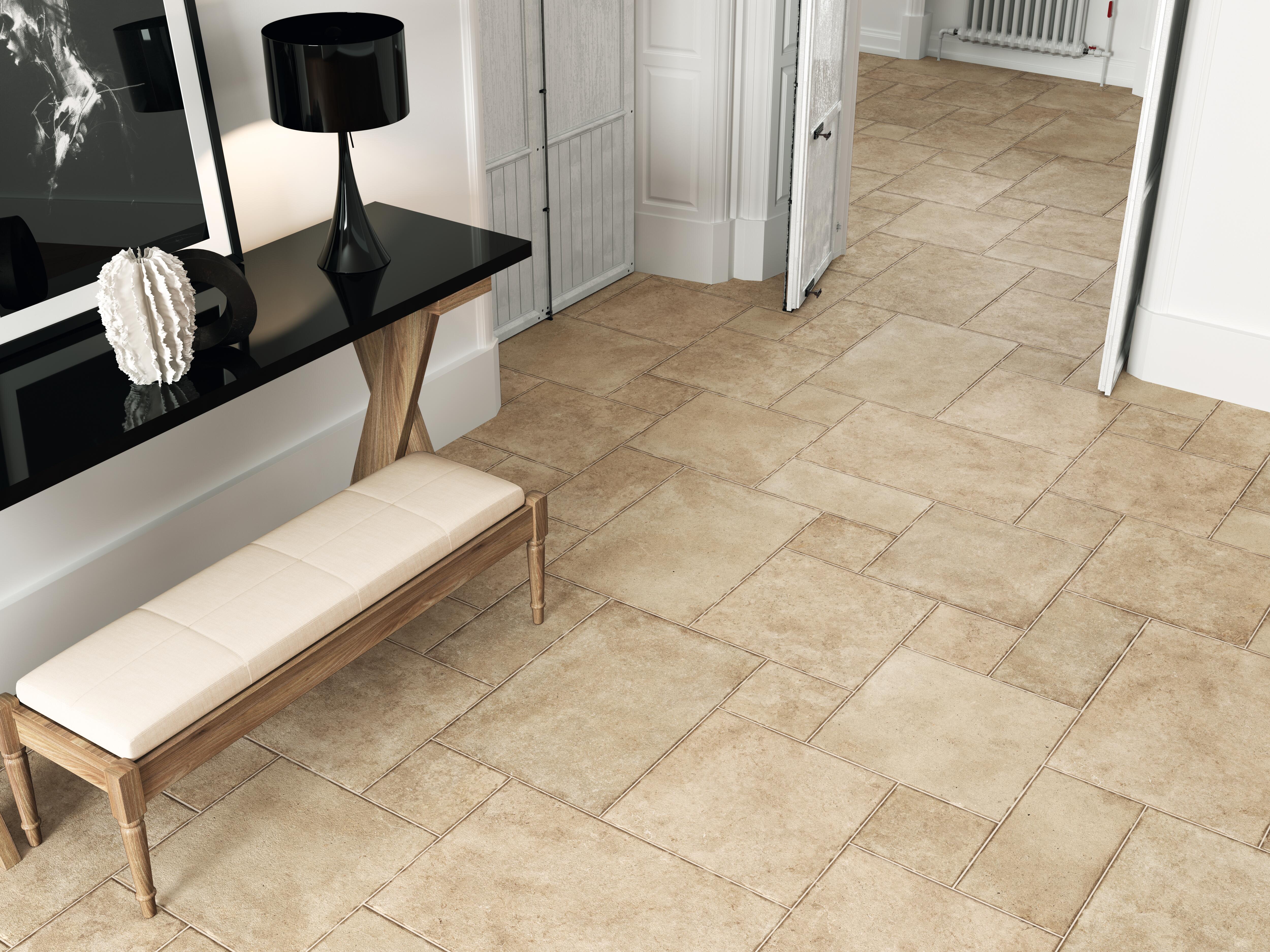 Suelo porcelánico borgogna efecto piedra beige 44x66 cm c2