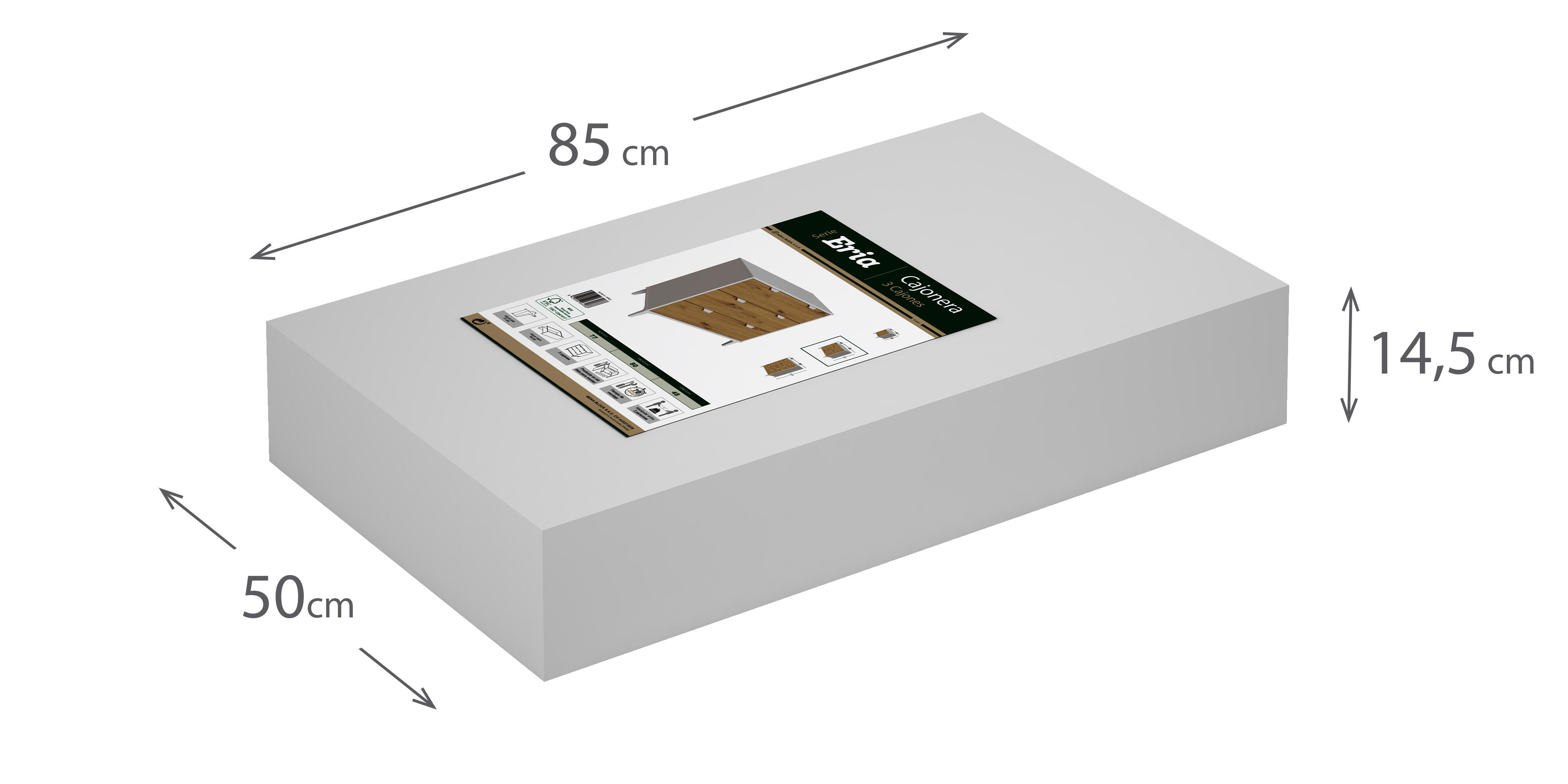 Cómoda Home Eria blanca roble con 3 cajones de 80.2x77.2x48 cm - 12