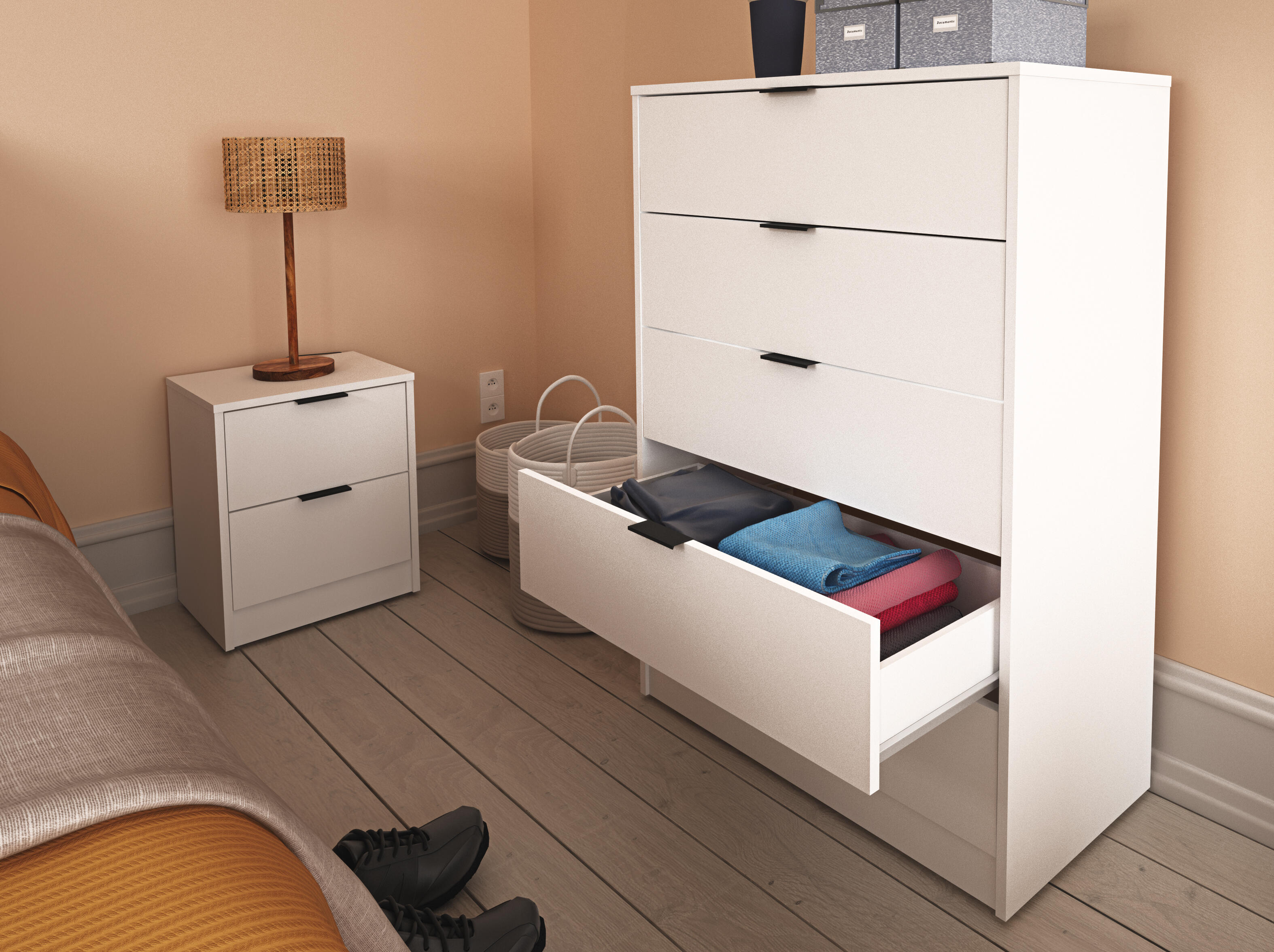 Cómoda Home Deva blanca con 5 cajones de 80x111x40 cm - 6