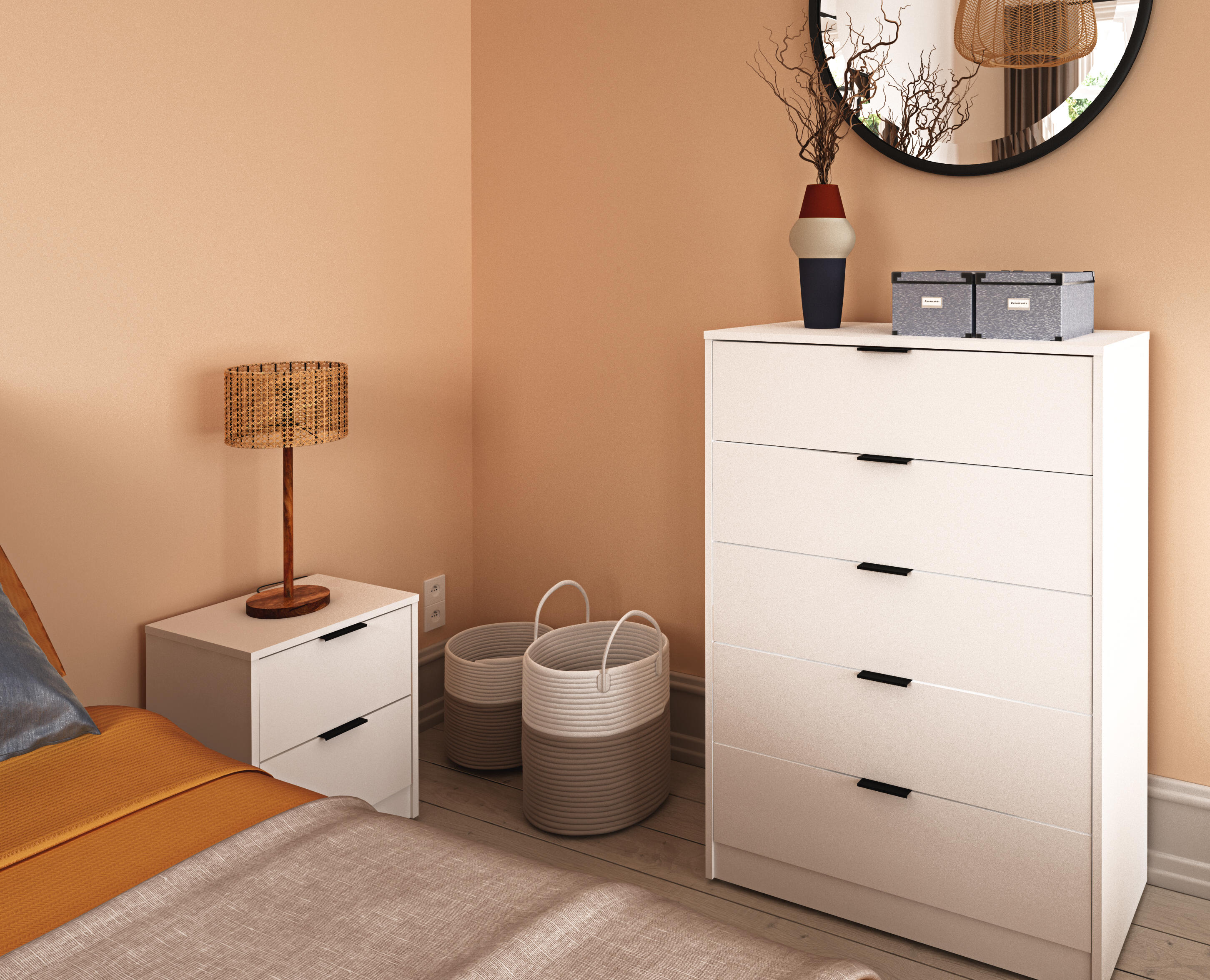 Cómoda Home Deva blanca con 5 cajones de 80x111x40 cm - 5