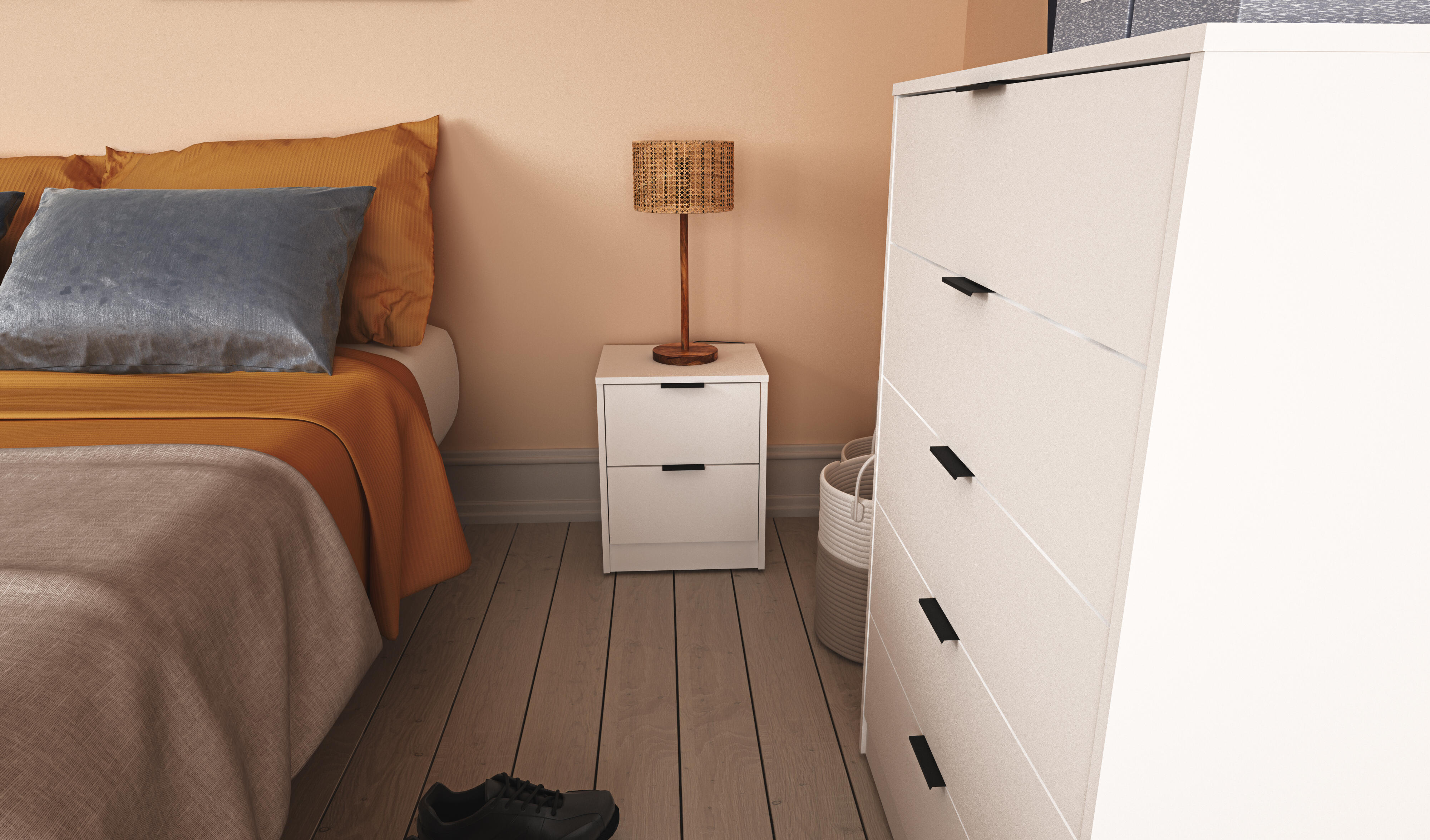 Cómoda Home Deva blanca con 5 cajones de 80x111x40 cm - 4