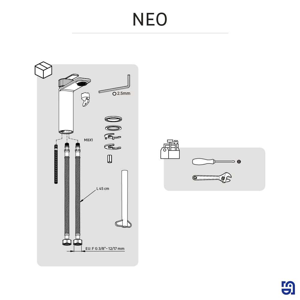 Grifo de lavabo SENSEA Neo monomando negro mate. Apertura en frío. Latón - 10