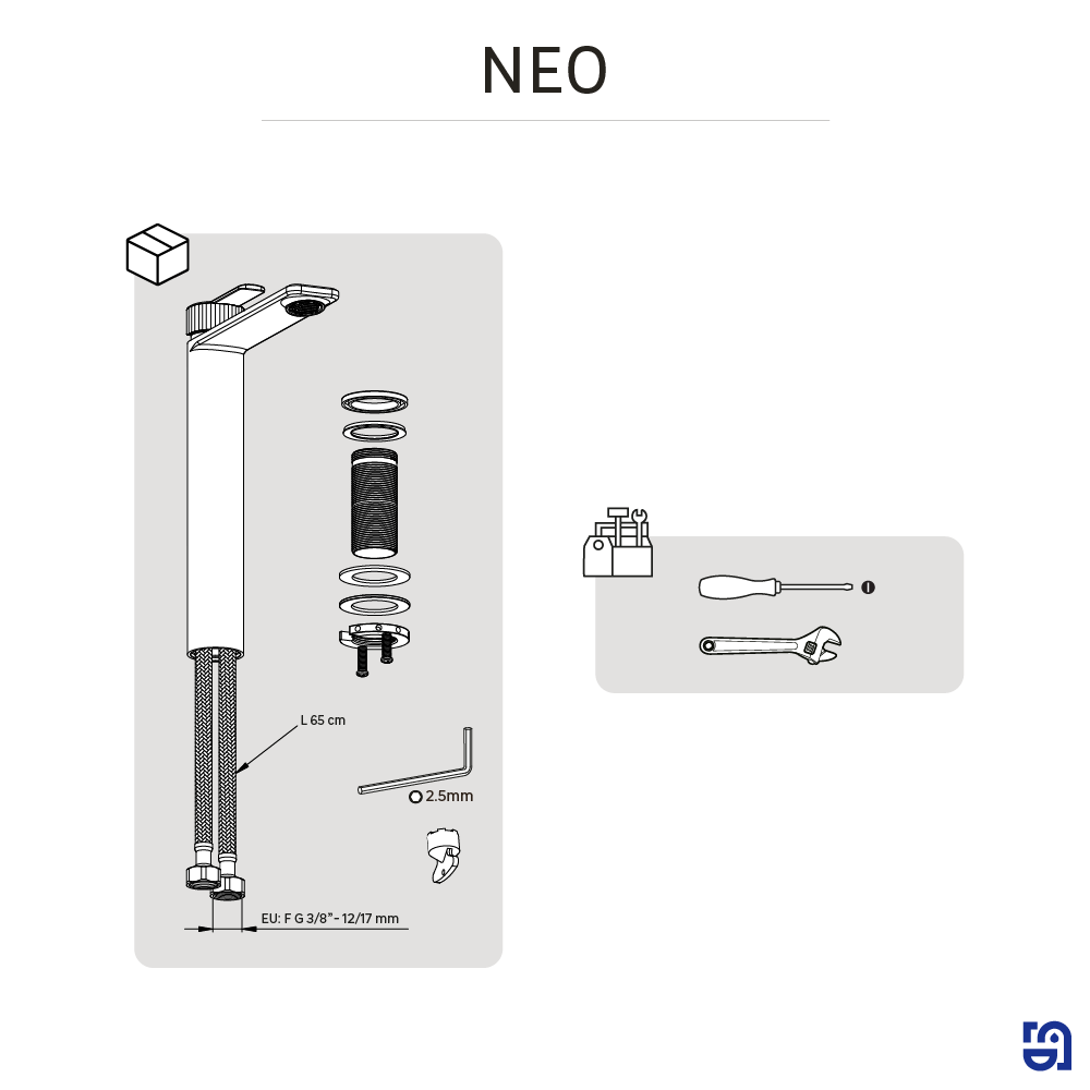 Torneira de lavatório cano alto preto Sensea Neo - 10