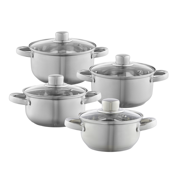 Zestaw garnków ze stali nierdzewnej Belly 8 elementów Ambition