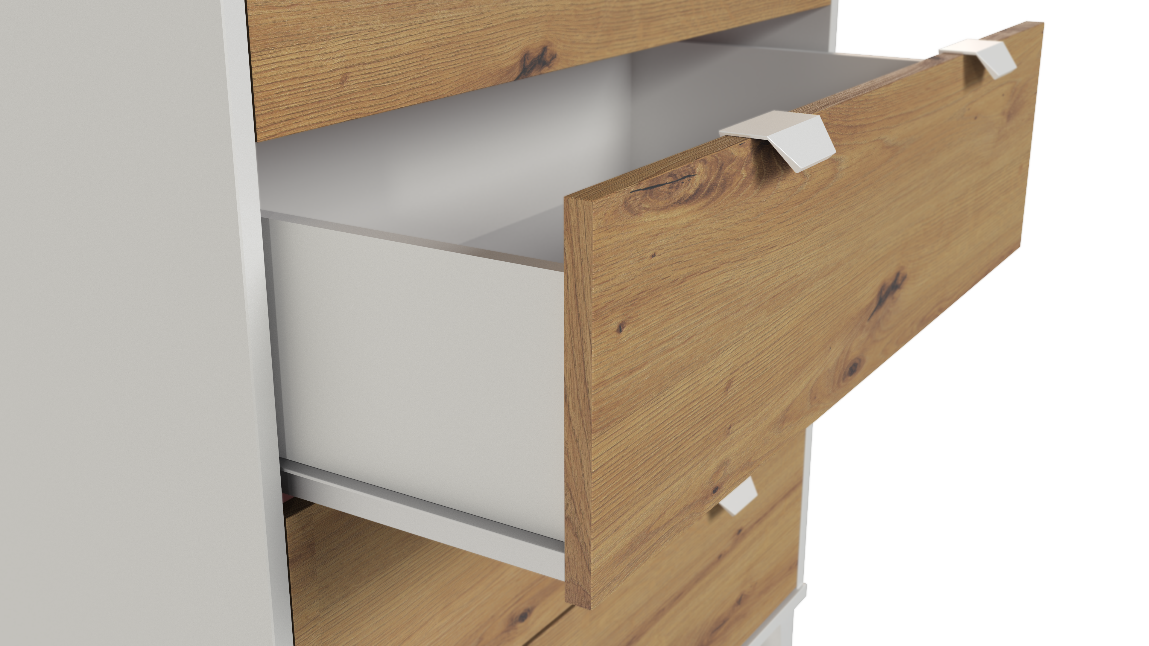 Cómoda Home Eria blanca roble con 3 cajones de 80.2x77.2x48 cm - 8