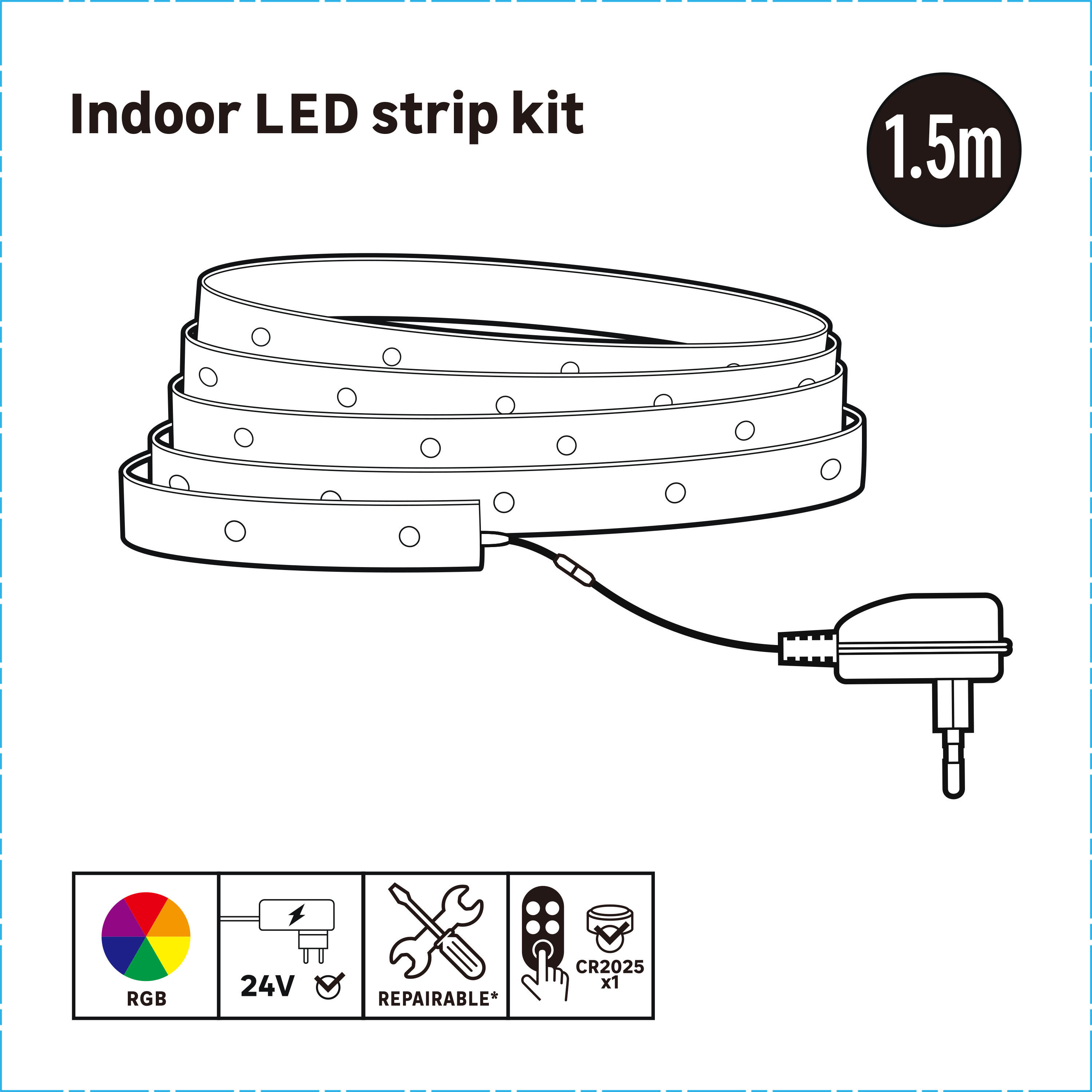Kit ruban LED L.1,5 m, RGB changement de couleurs - 6