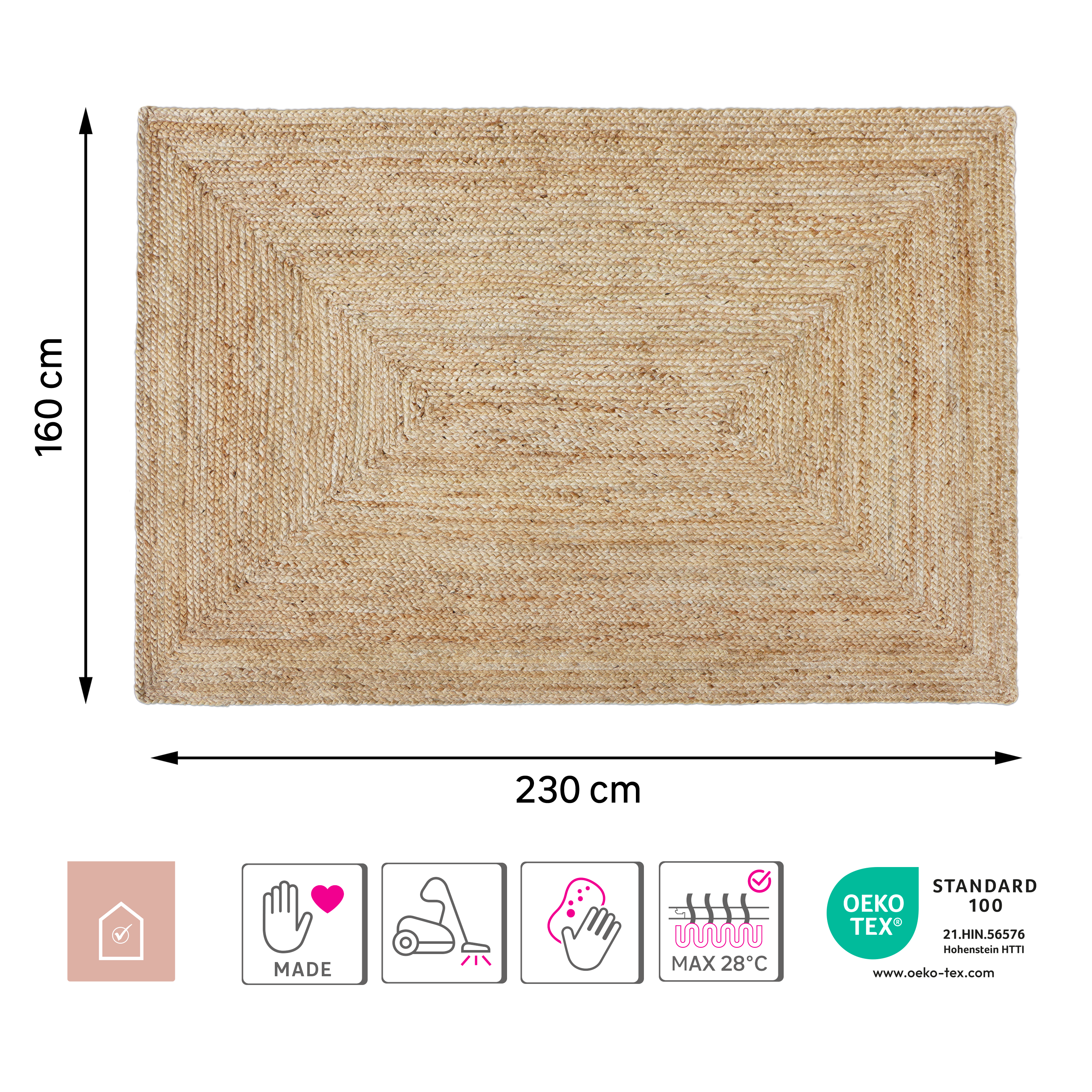 Tappeto Nils etnico in juta naturale, L 230 x L 160 cm - 37