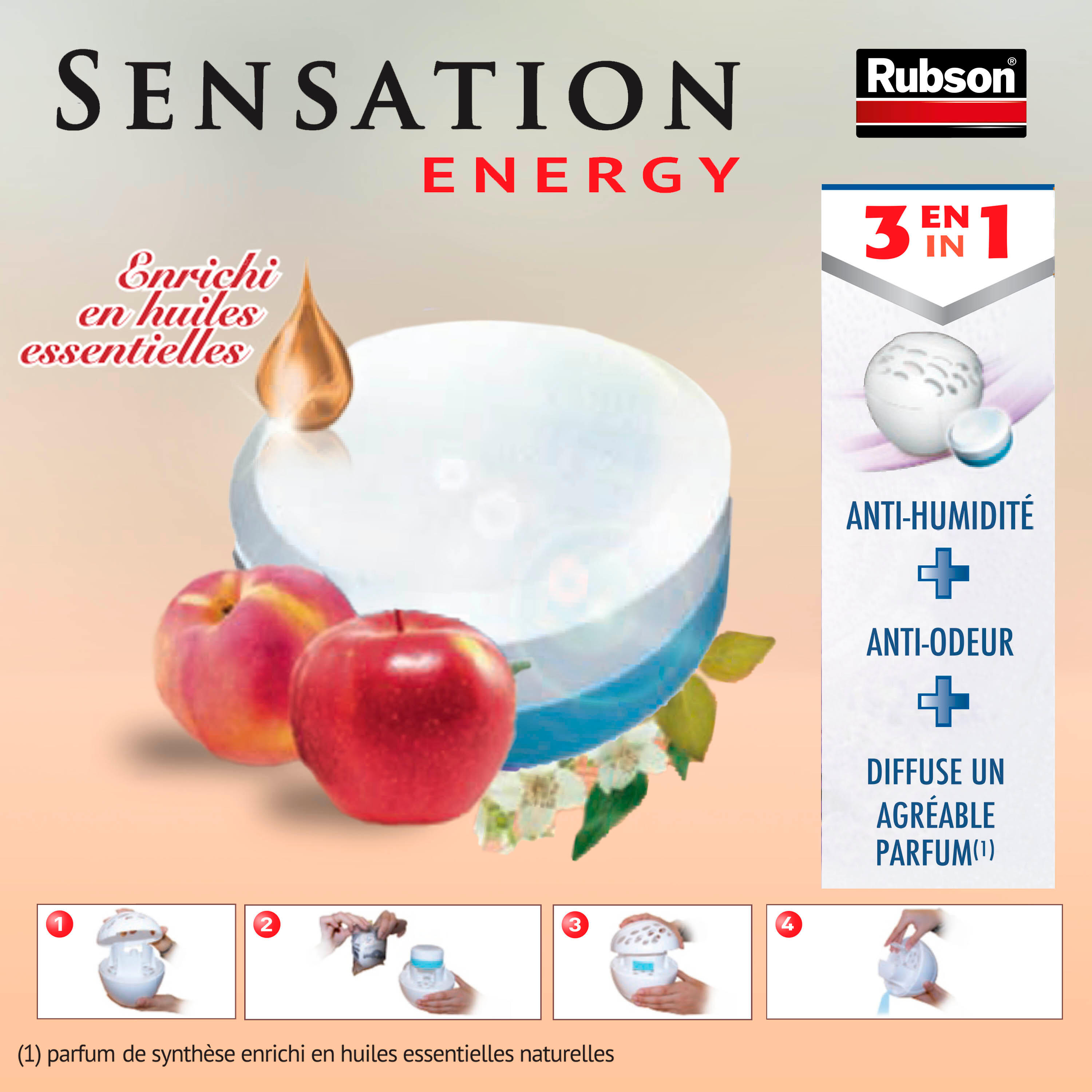 Lot de 2 recharges d'absorbeur d'humidité galet RUBSON Sensation zen jasmin 12m2 - 6