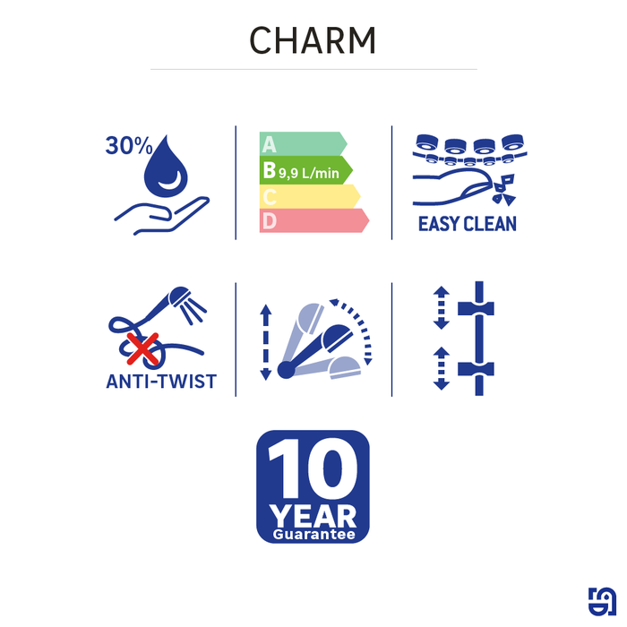 Pommeau de douche avec flexible et barre de douche 1 jet chrome Charm ...