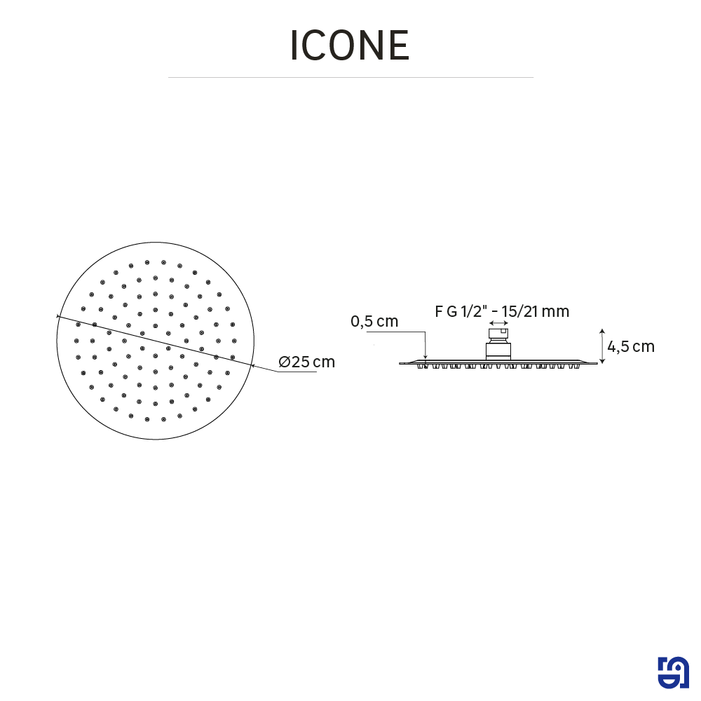 Cabeça de duche 25 cm cromado Sensea Icone - 5