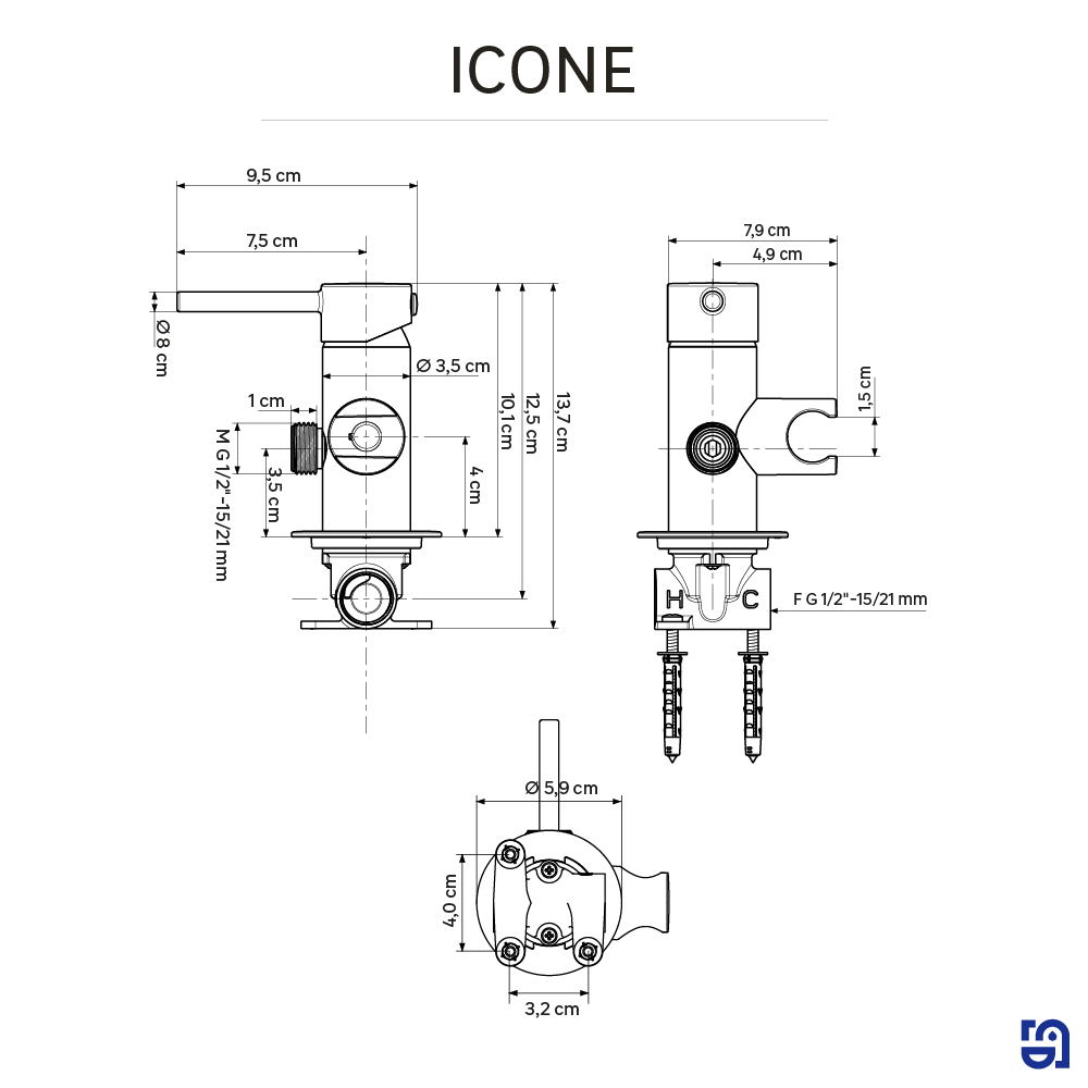 System podtynkowy bidetowy kolor czarny Icone Sensea - 3