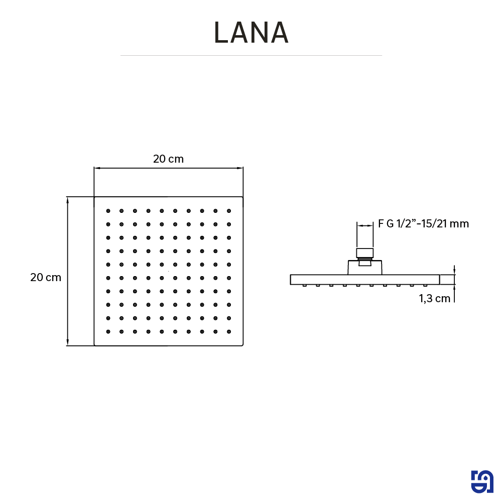 Cabeça de duche 20 cm cromado Sensea Lana - 5