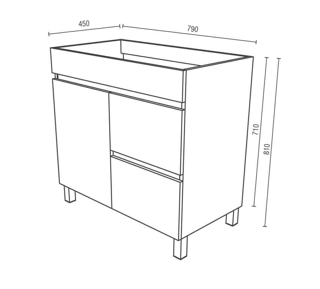 Conjunto móvel e lavatório 80x45x81 cm branco Zeus - 5