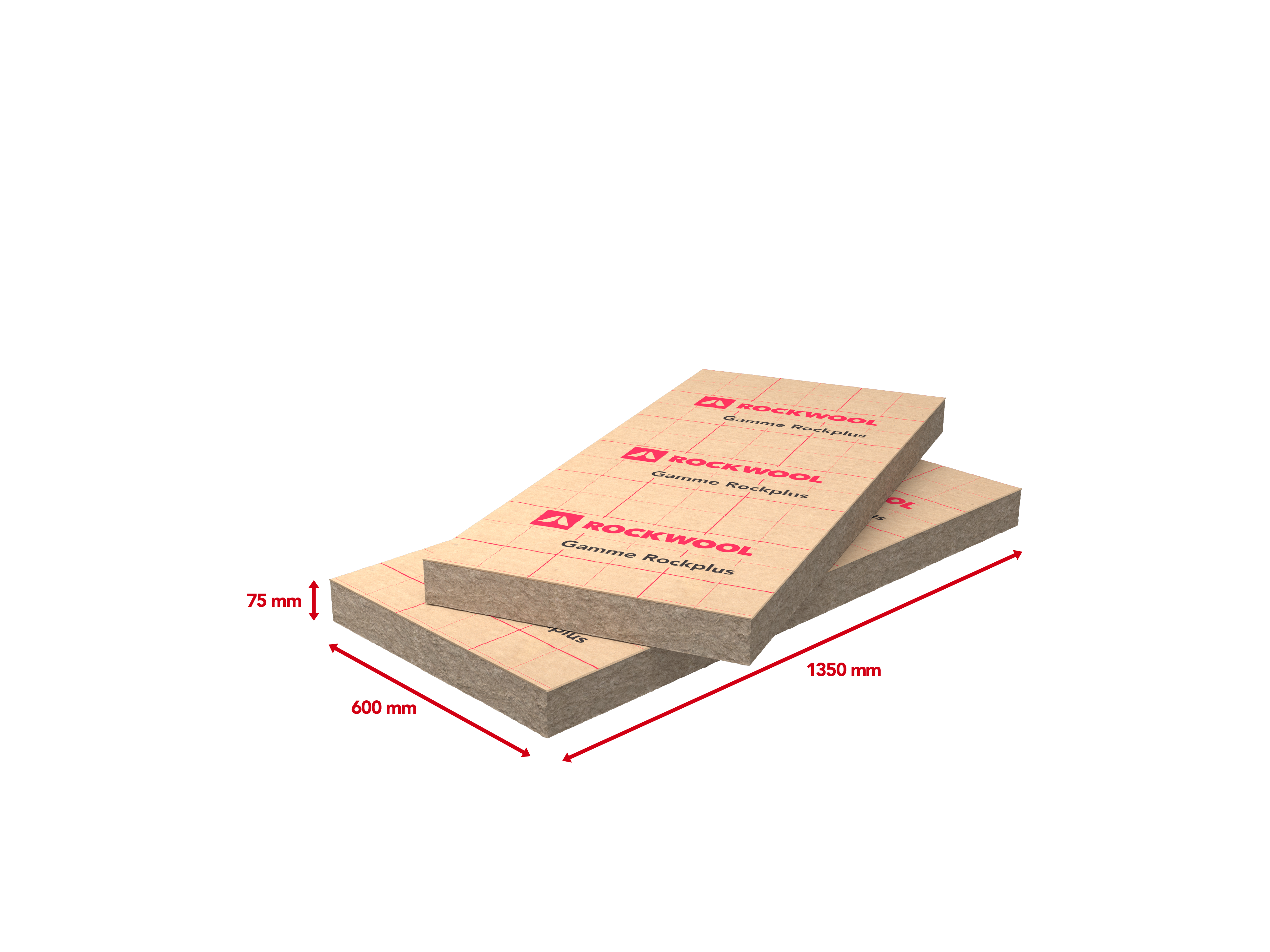 Lot de 4 panneaux laine de roche mur ROCKWOOL Rockplus premium kraft, Ep.75mm, 1 - 2