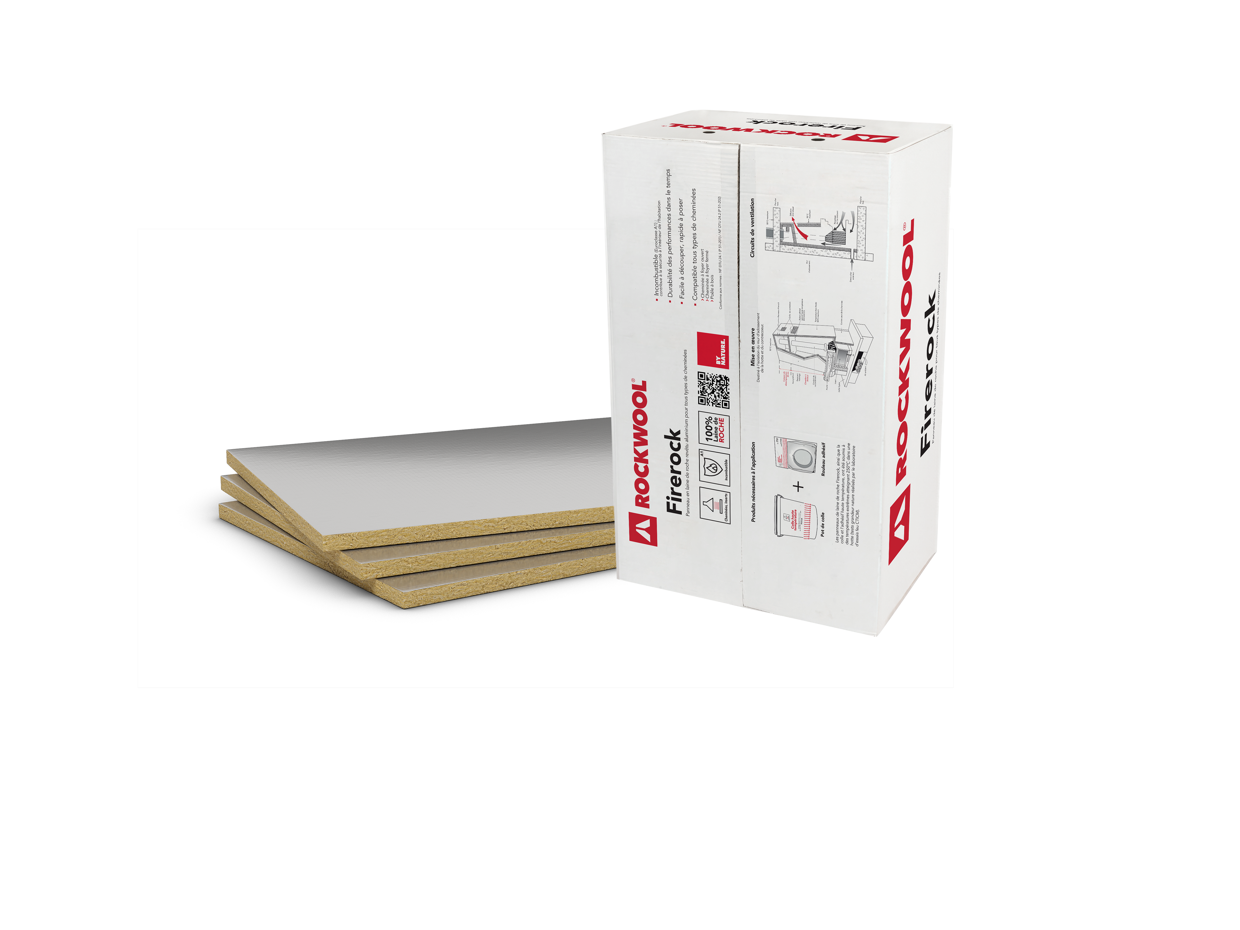 Lot de 10 panneaux laine de roche ROCKWOOL Firerock, Ep.30mm, 1x0.6m, R0.75 - 4