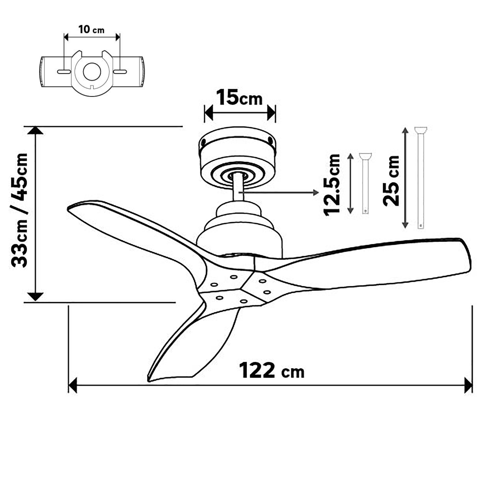 Ventilador de techo sin luz silencioso DC exterior Inspire Loret beige/blanco 122 cm - 8