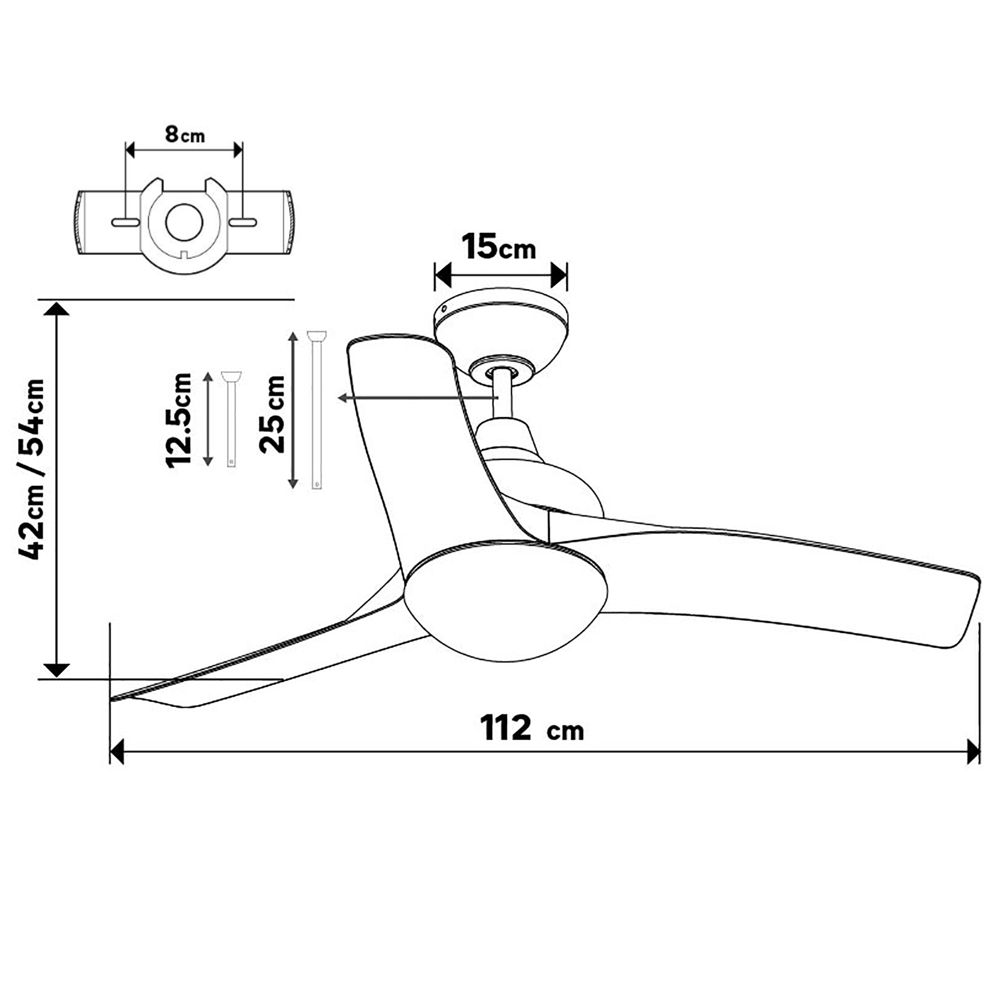 Ventilador de techo con luz AC con mando ø112 cm Aruba INSPIRE blanco E27 3 aspas |3 velocidades |modo verano/invierno |temporizador | recomendado de 13 a 20 m² - 8