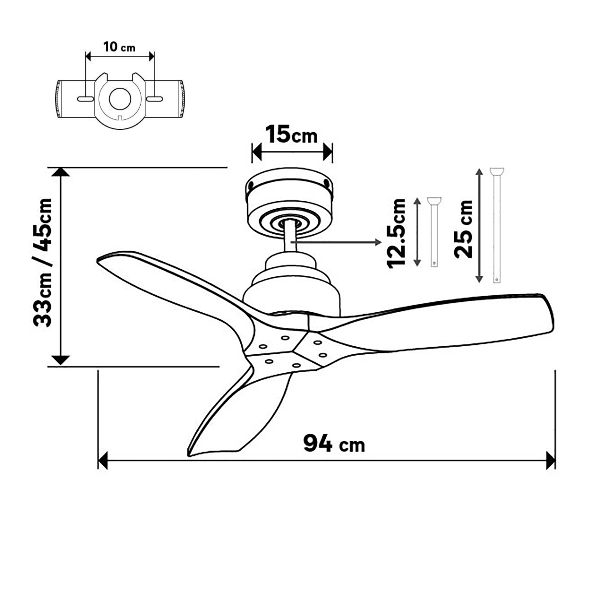 Ventoinha de teto sem Lâmpada silenciosa IP44 motor DC 94 cm madeira branco Loret Inspire
 - 5