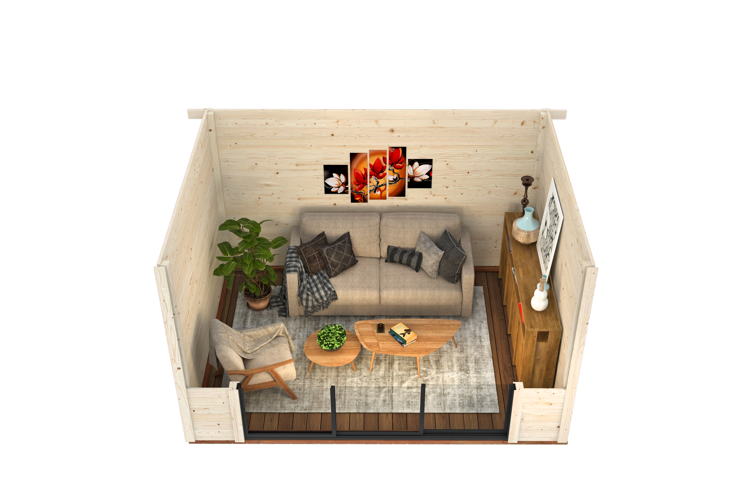 Studio de jardin bois PALMAKO Lydia Naturel Ep.28 mm, 11.06 m²  - 3