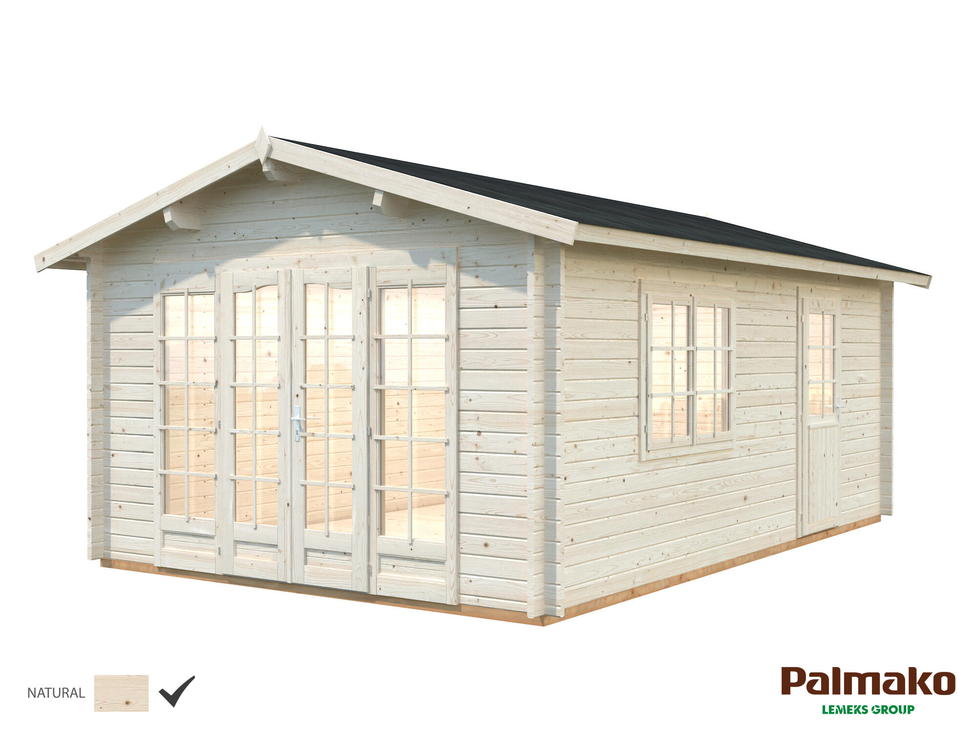 Caseta de madera CASETA IRENE de 602x276x426 cm y 25.64 m2 con 44 mm espesor y doble puerta abatible PALMAKO - 4