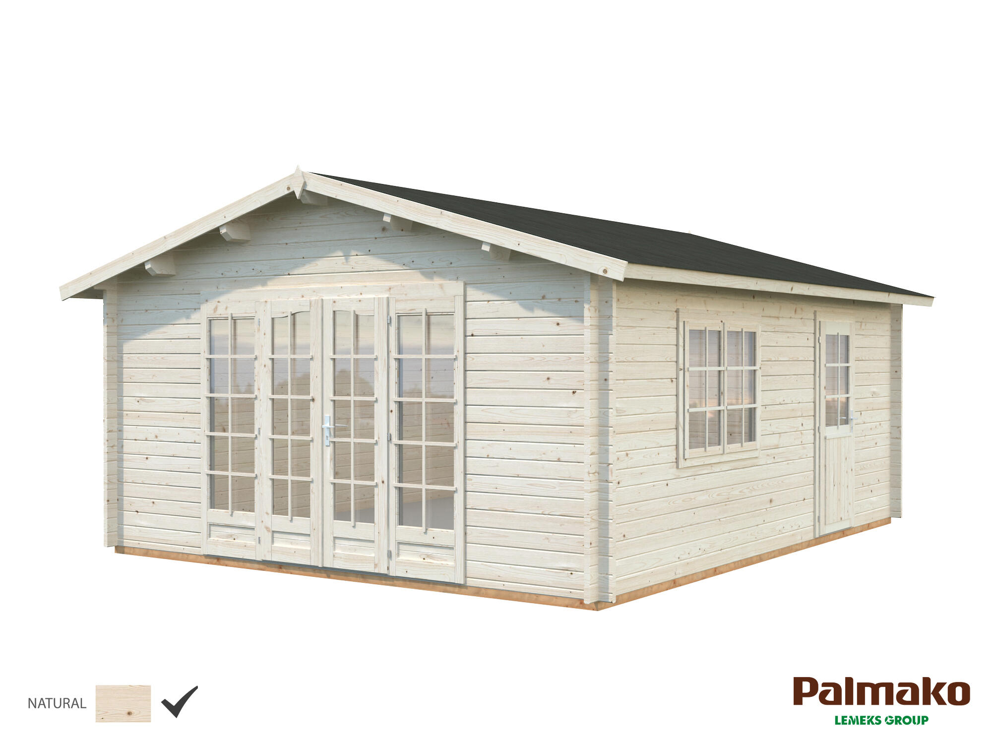 Caseta de madera CASETA IRENE 23,9 M2 de 602x287x514 cm y 30.94 m2 con 44 mm espesor y doble puerta PALMAKO - 4
