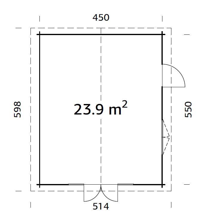 Caseta de madera CASETA IRENE 23,9 M2 de 602x287x514 cm y 30.94 m2 con 44 mm espesor y doble puerta PALMAKO - 2