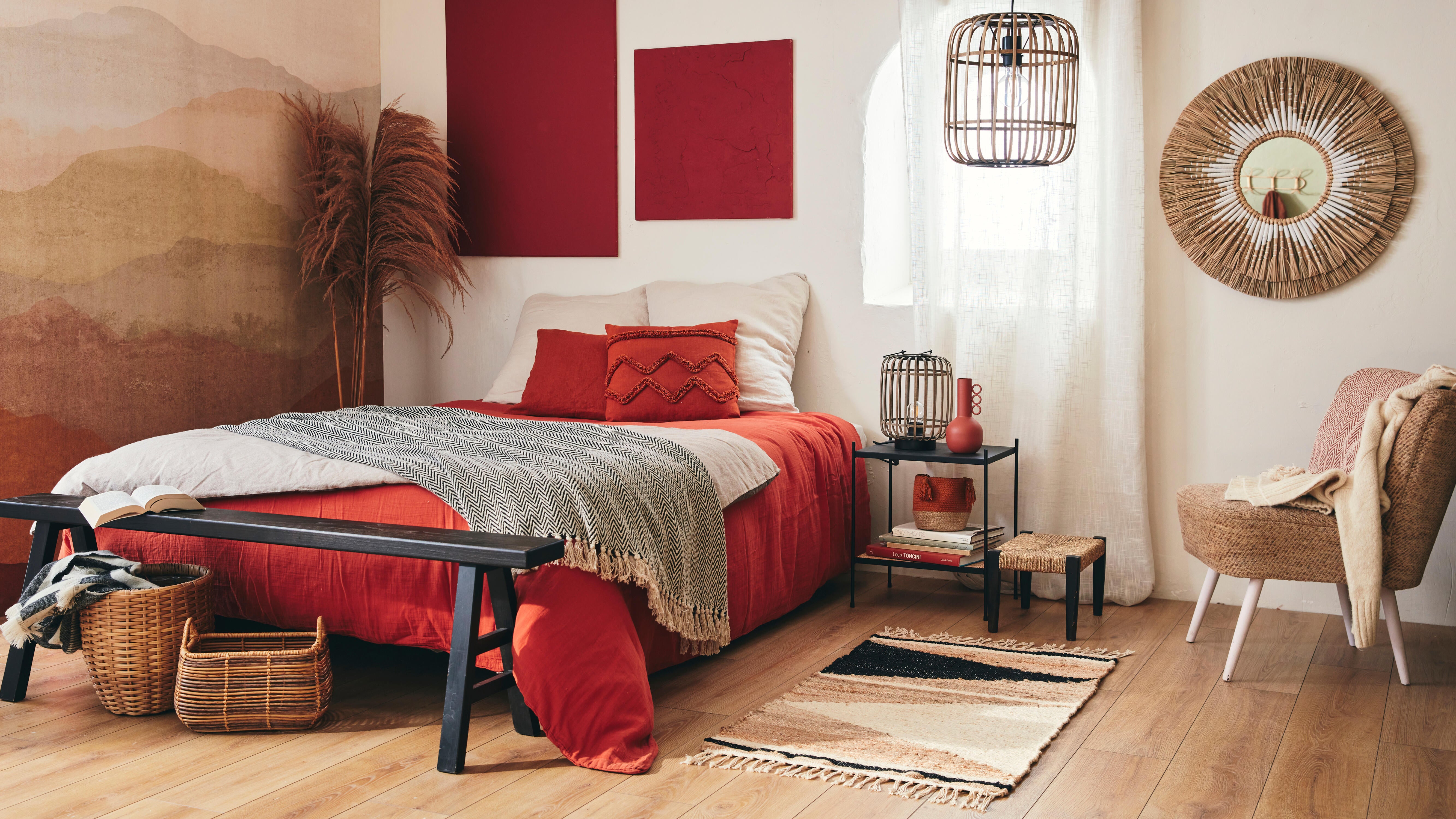 Visillo  cinta frunce, trabillas Amina  INSPIRE liso beige de 200x280cm - 11