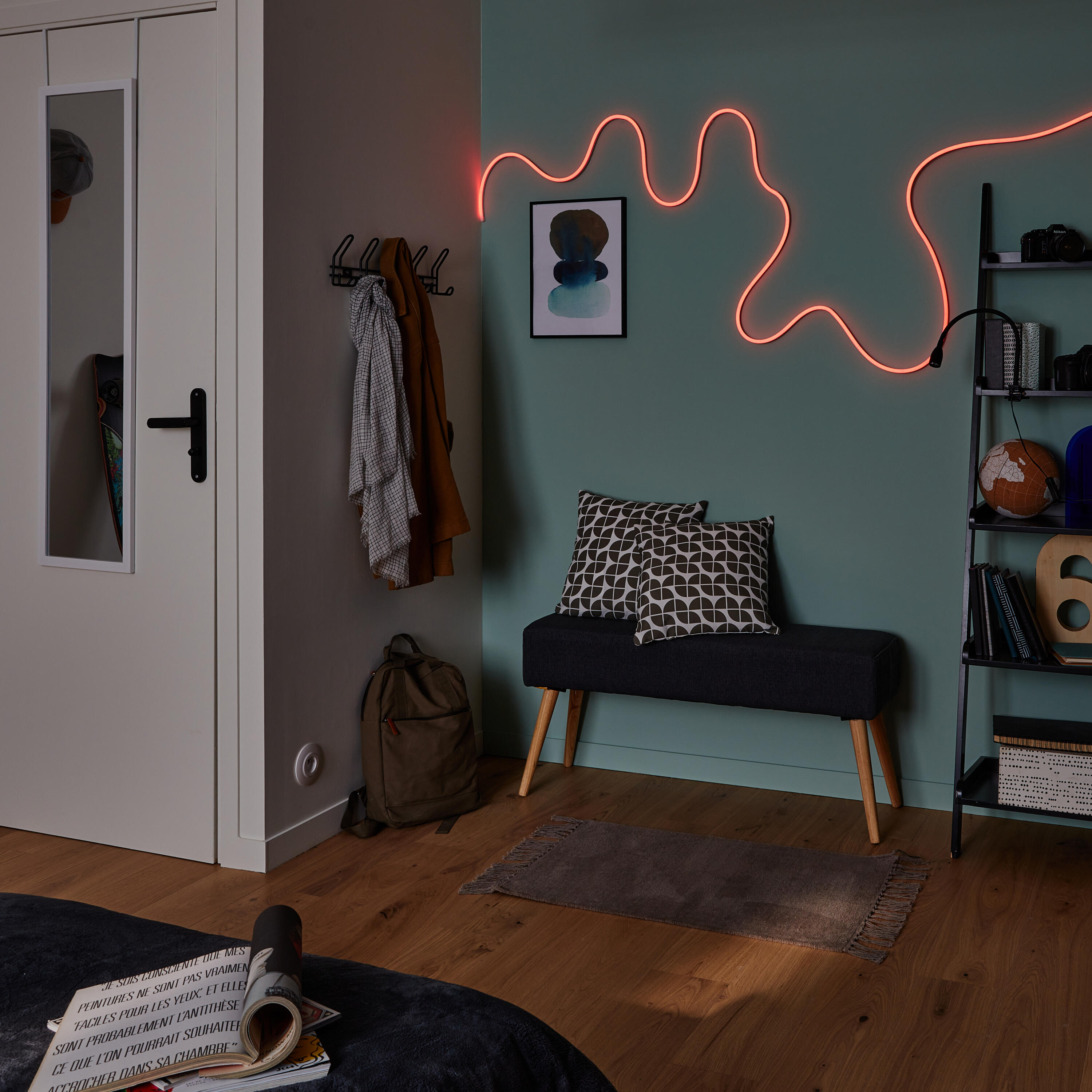 Alfombra  algodón tejido plano INSPIRE Manoa liso   lavable en lavadora 50x80cm - 12