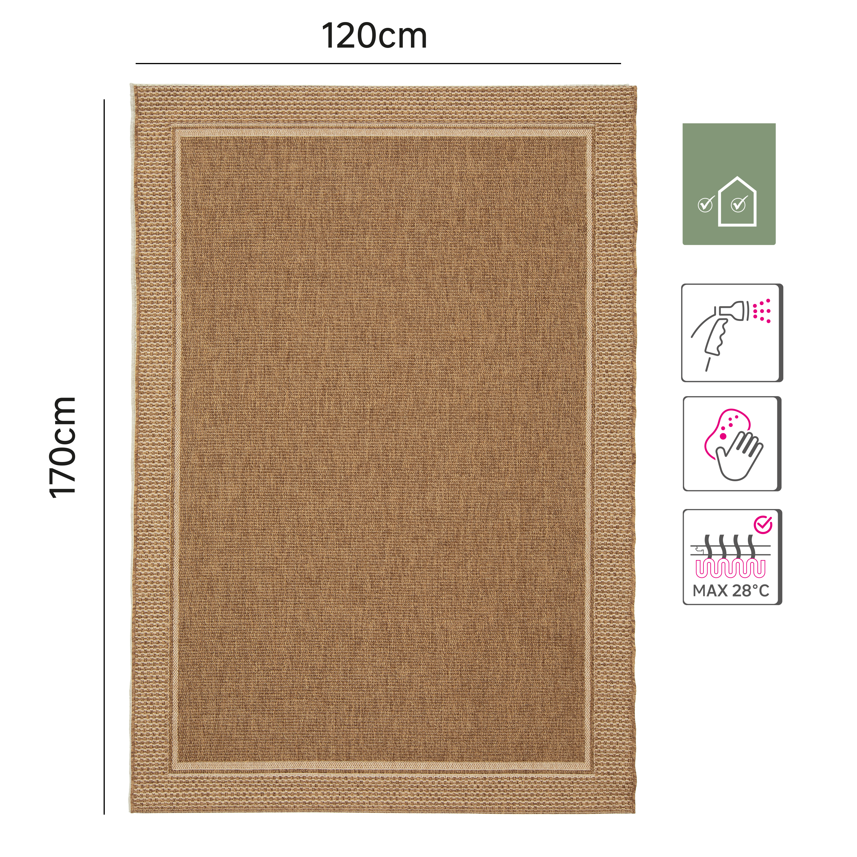 Alfombra exterior/interior polipropileno pelo corto INSPIRE Emma Border  beige  120x170cm - 3