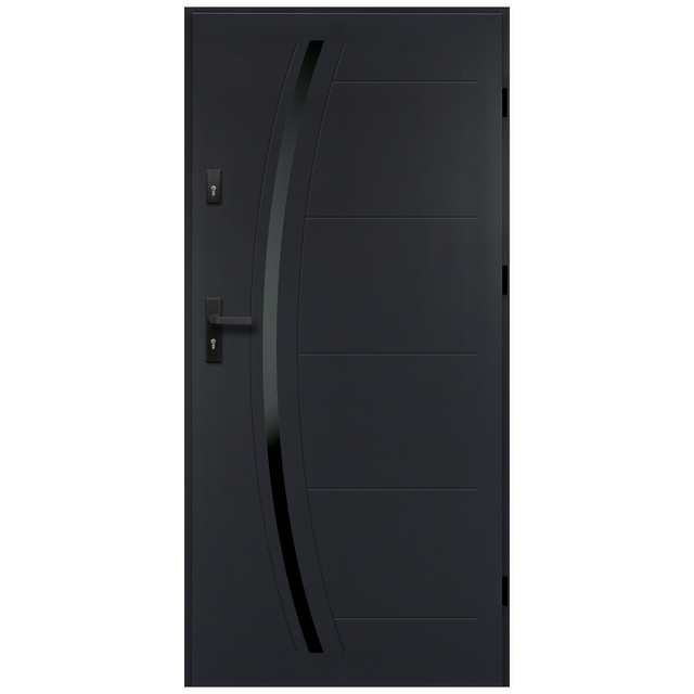Drzwi zewnętrzne stalowe wejściowe Helios Black 68 antracytowe 80 prawe Isoxa