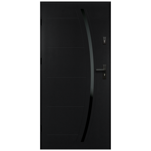 Drzwi zewnętrzne stalowe wejściowe Helios Black 68 czarne antracytowe 90 lewe Isoxa