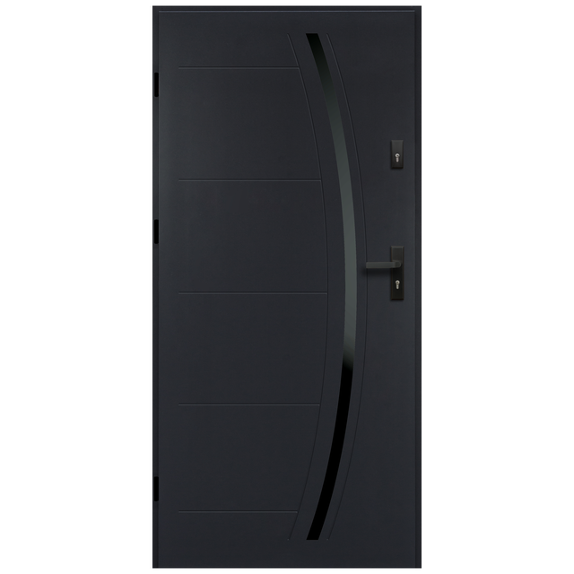 Drzwi zewnętrzne stalowe wejściowe Helios Black 68 antracytowe 90 lewe Isoxa