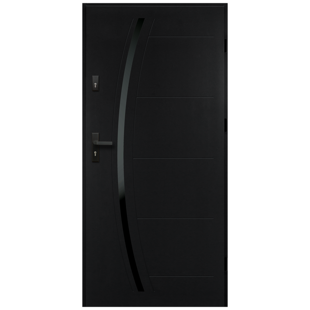 Drzwi zewnętrzne stalowe wejściowe Helios Black 68 czarne antracytowe 90 prawe Isoxa