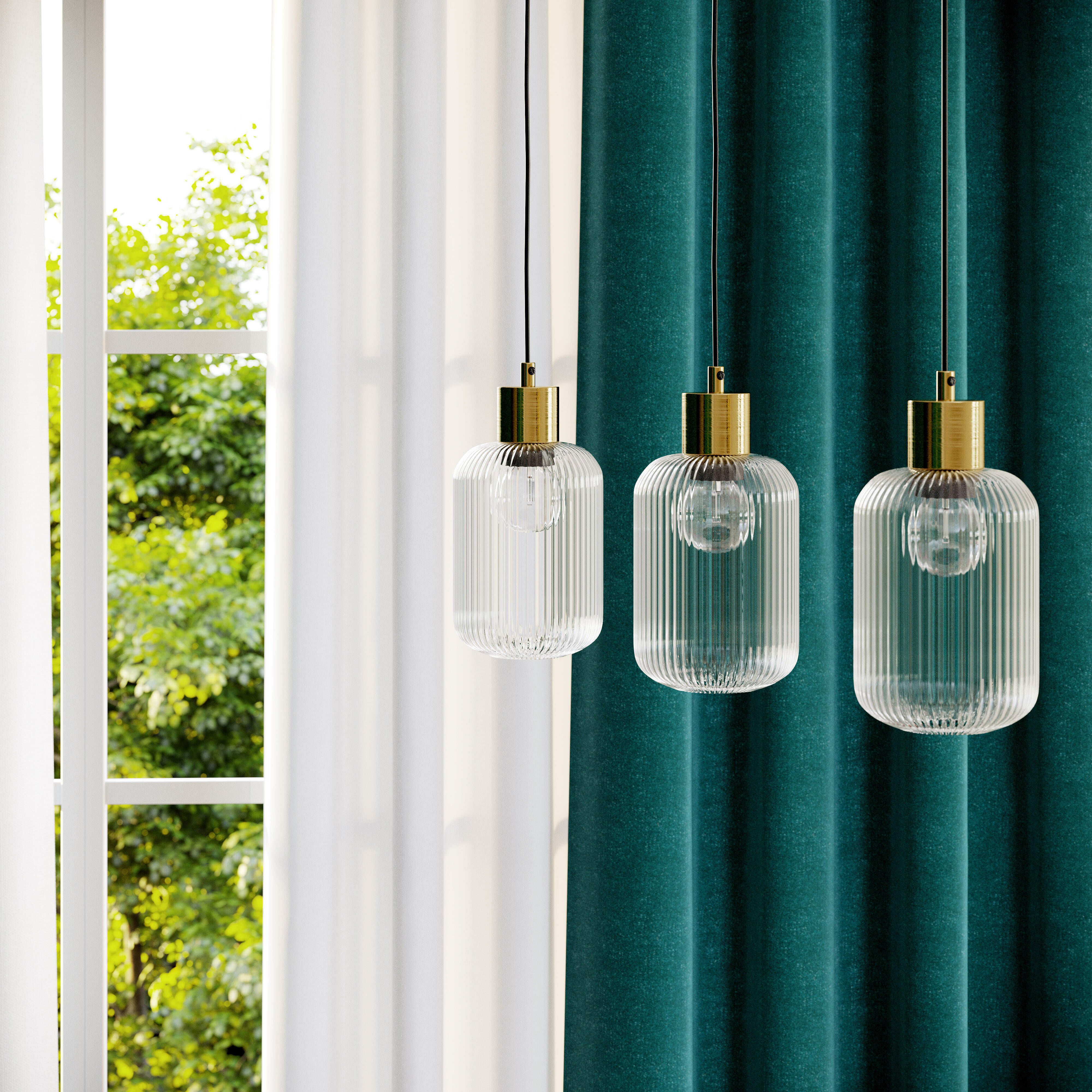 Candeeiro de teto suspenso DIPSY 3 luzes E27 72cm vidro inspire - 3