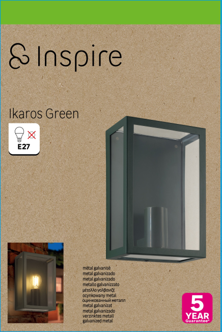Applique extérieure E27 max 60W vert Ikaros INSPIRE - 7