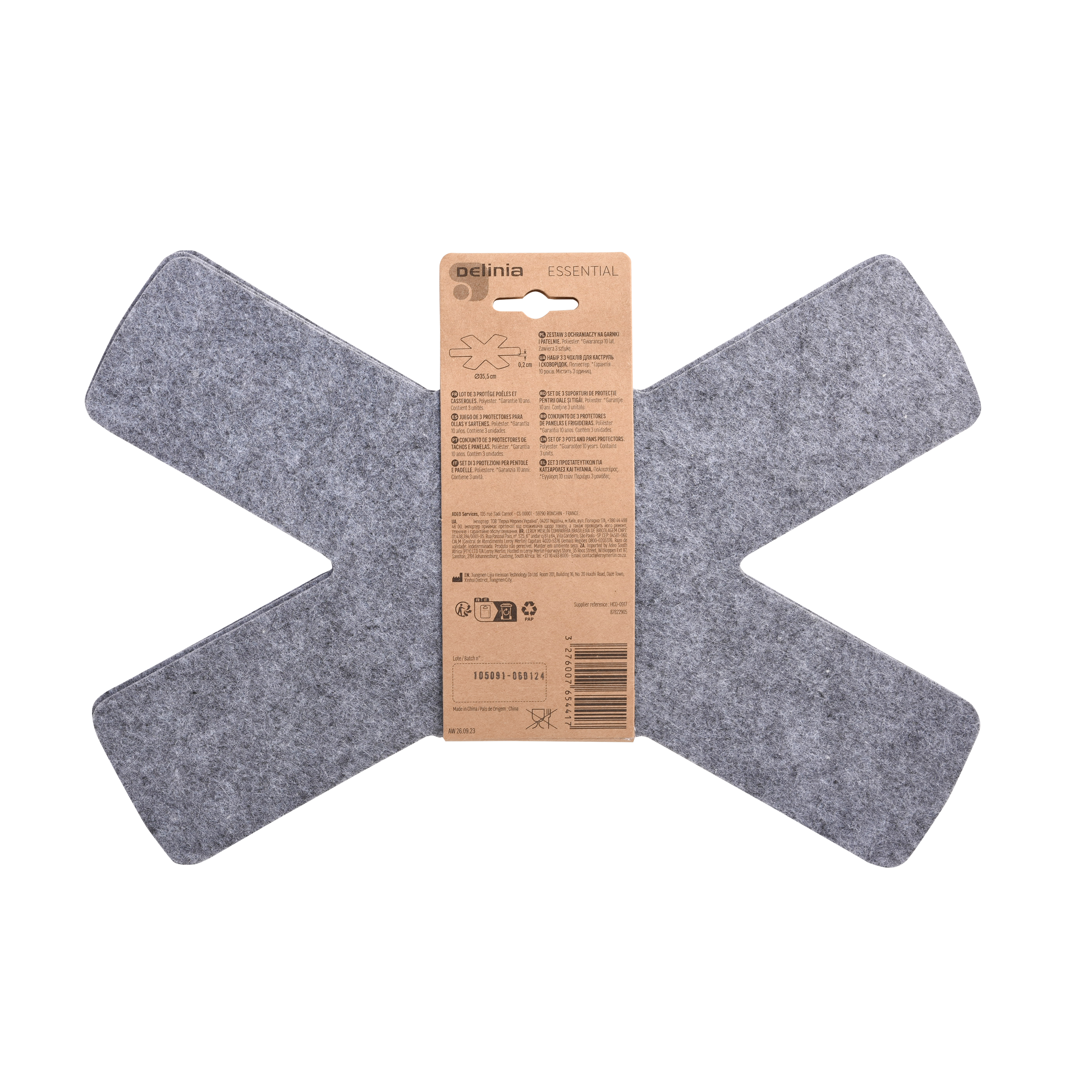 Conjunto de 3 protetores panelas e frigideiras 35,5x35,5x2cm Delinia Essential - 7