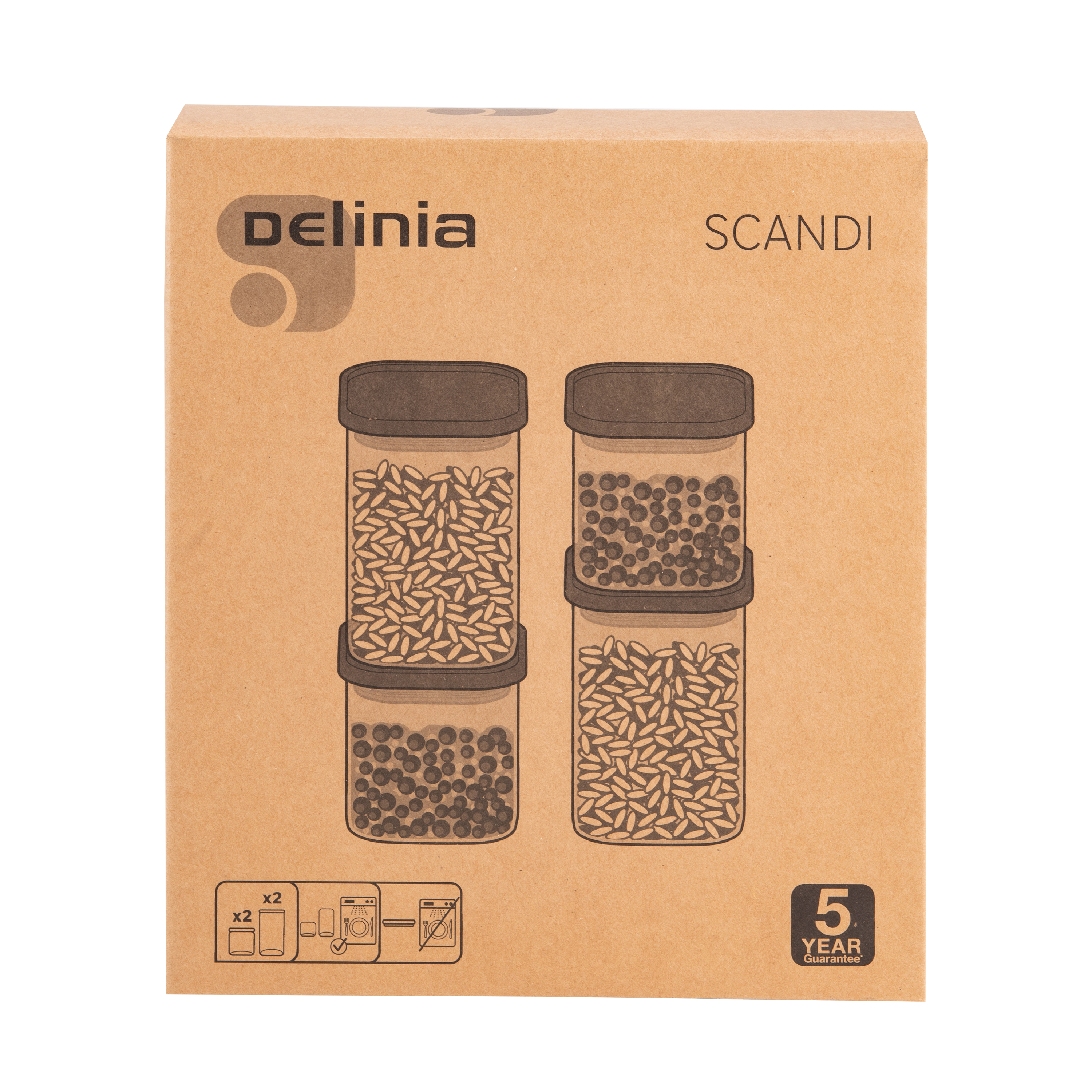 Pack de 4 botes de cocina de cristal apilables DELINIA con tapa de madera de haya 11x15,8x11cm - 7