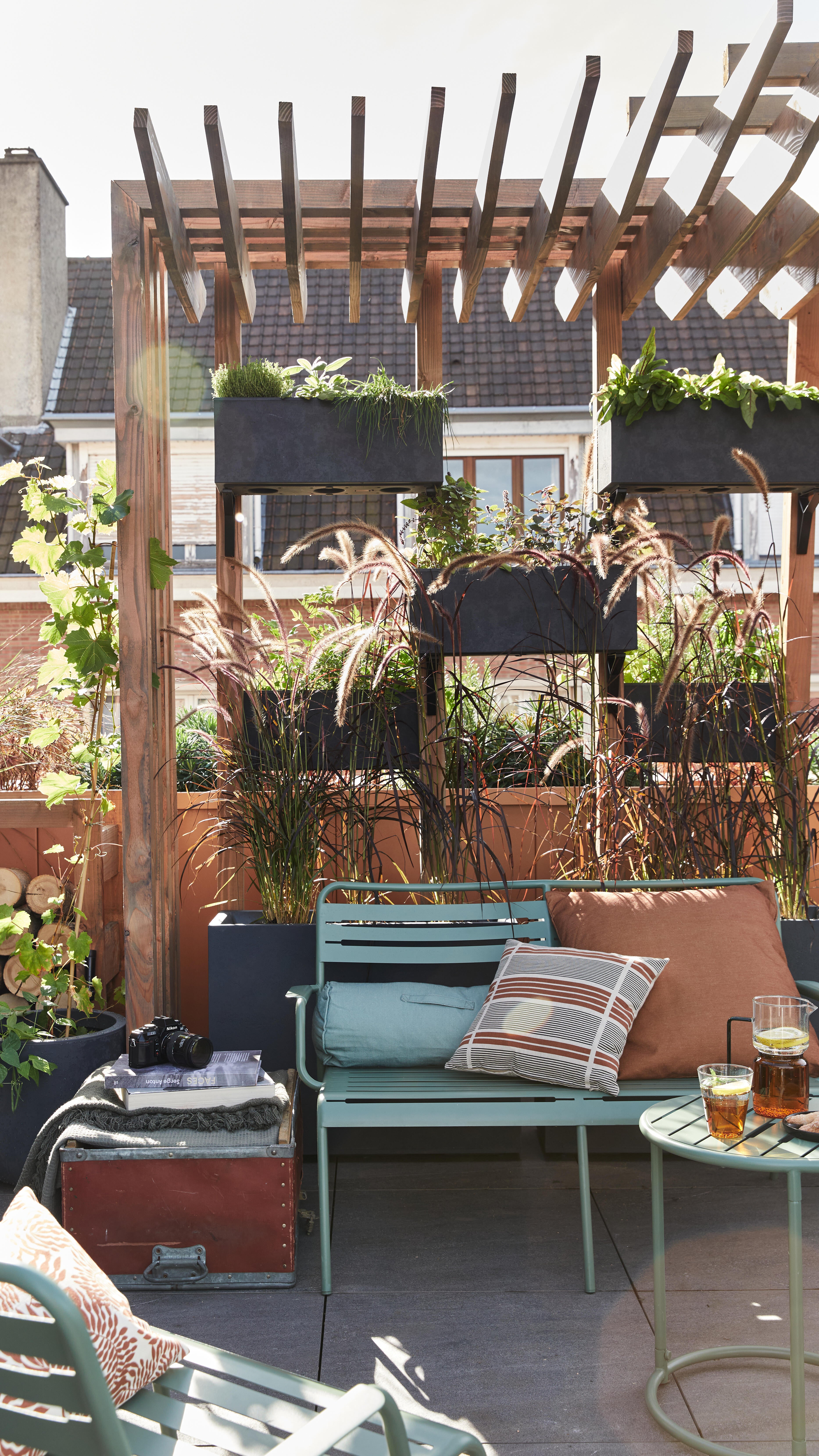 Conjunto de 2 mesas de encaixe redonda verde Cafe - 18