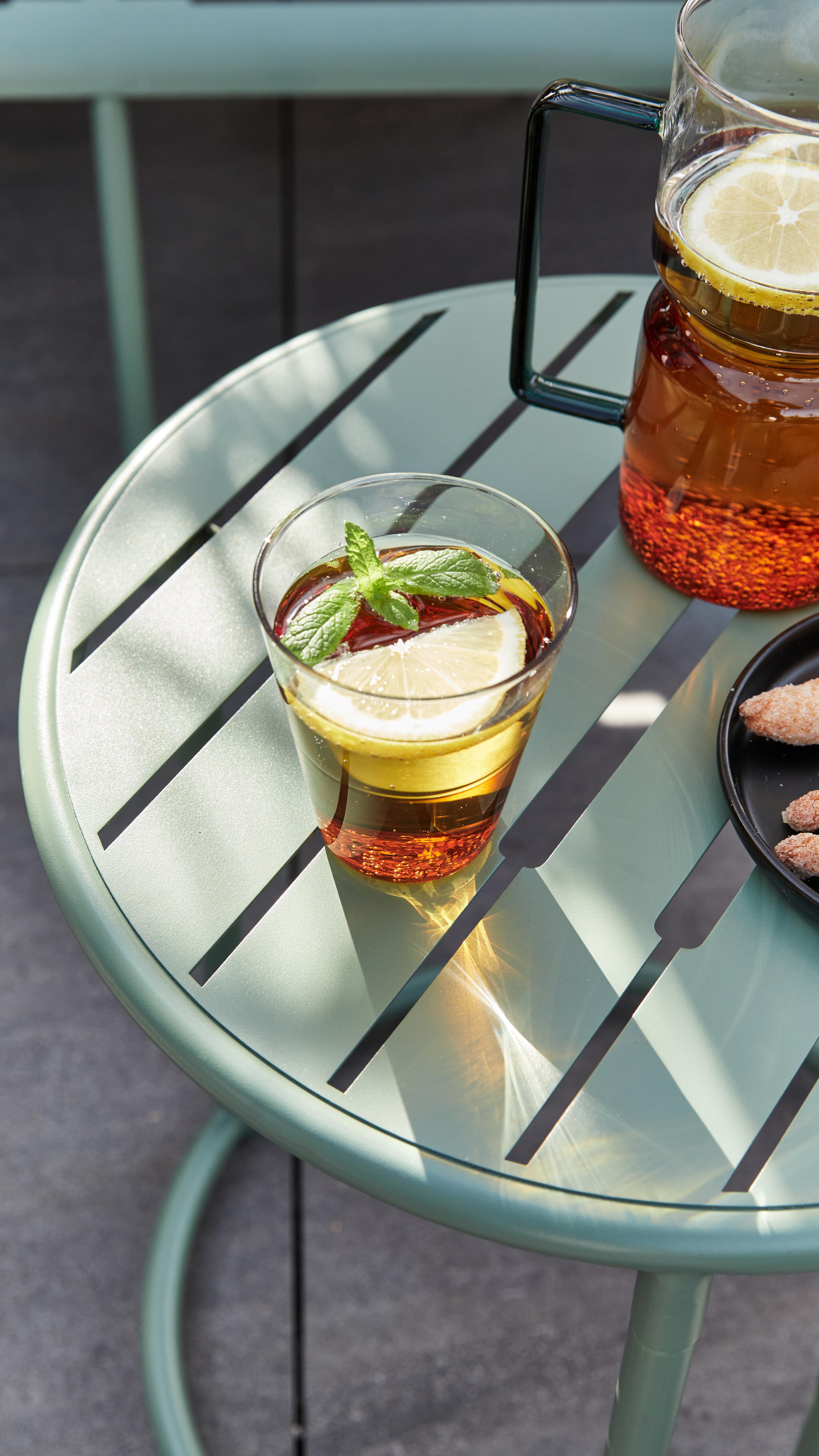 Conjunto de 2 mesas de encaixe redonda verde Cafe - 4