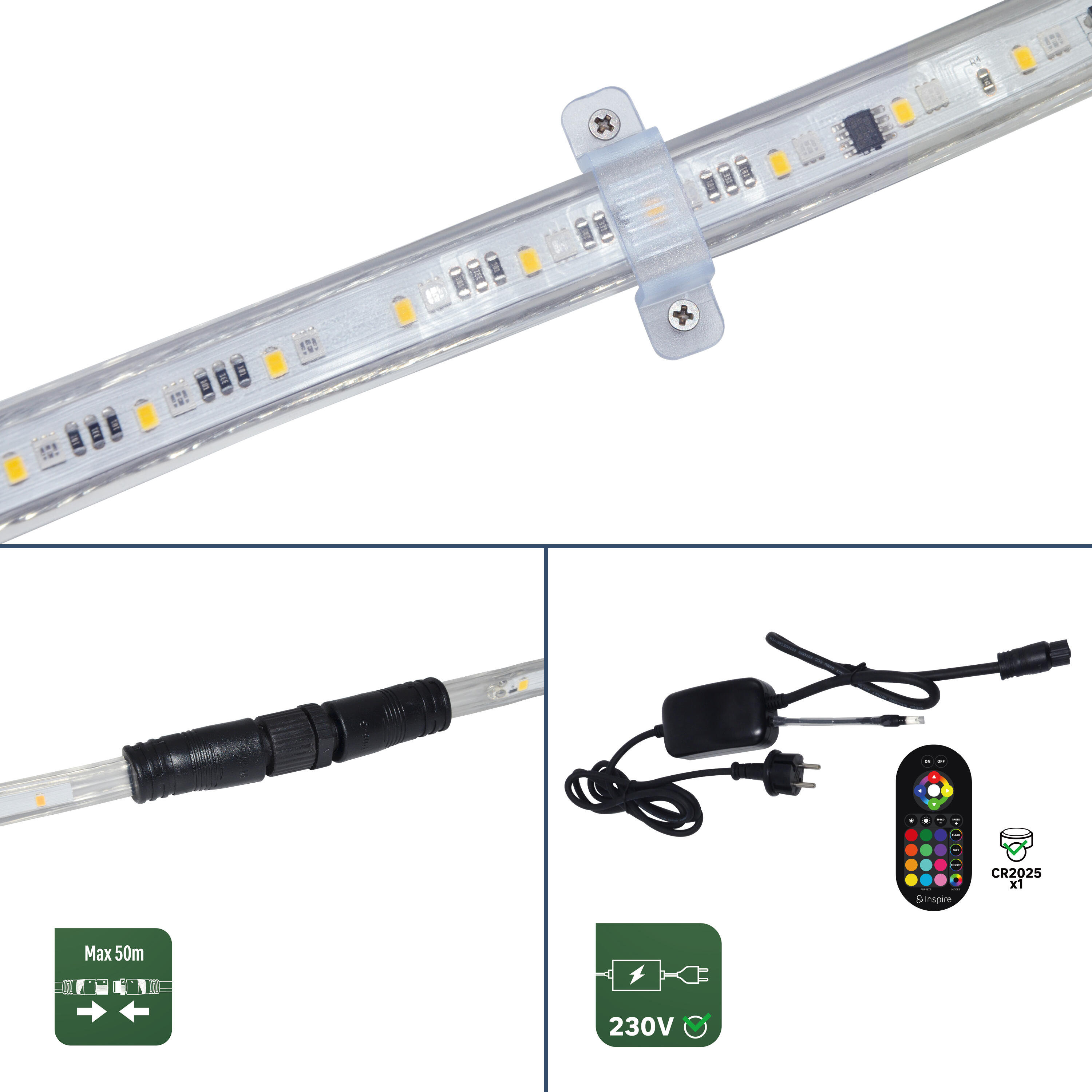 Kit ruban LED extérieur L.10m changements de couleurs/blanc IP44 Flexout INSPIRE - 8