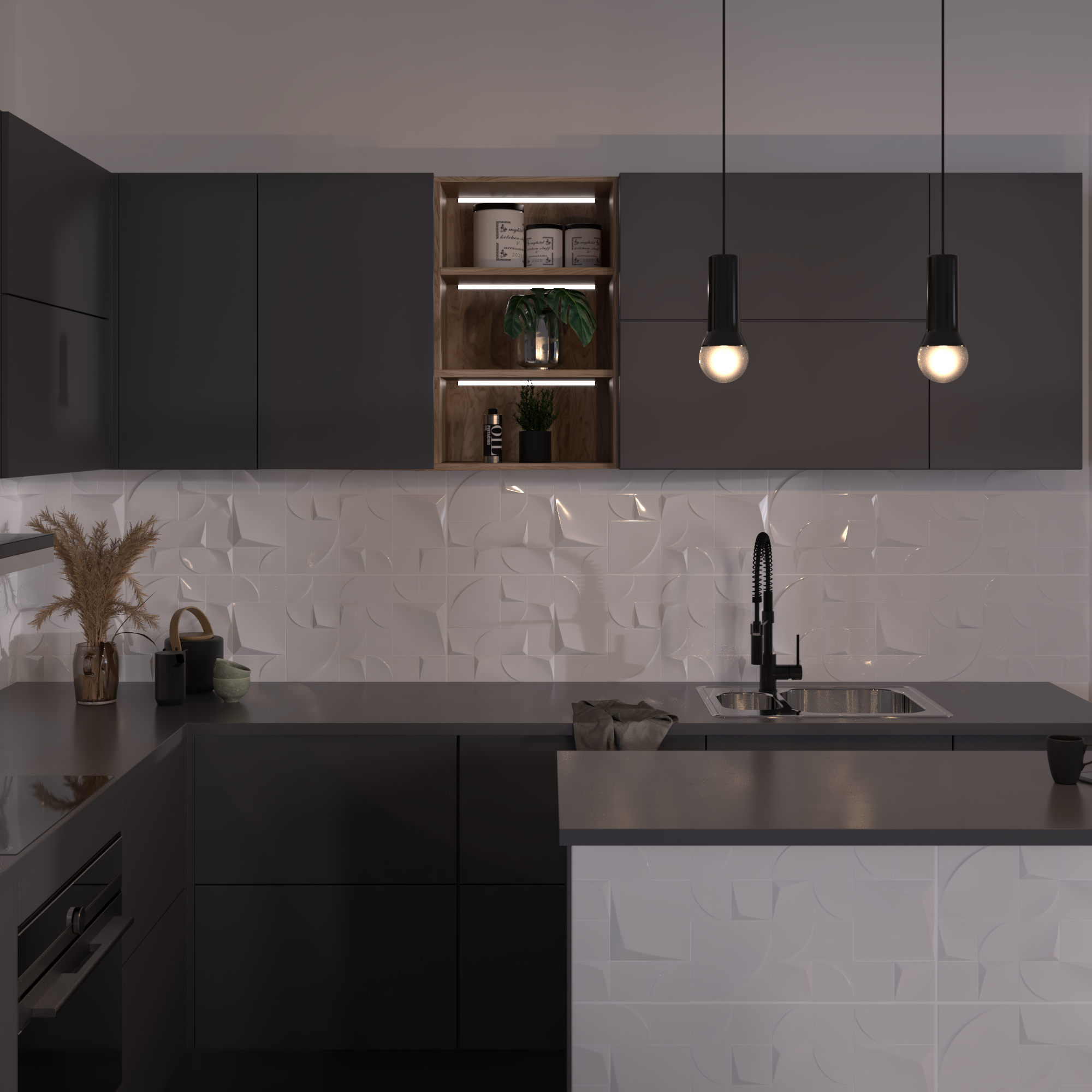 Kit 3 réglettes Led, L.25 cm, blanc neutre 4000 Kelvins, Donko INSPIRE - 2