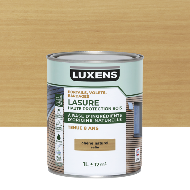 Lasure LUXENS Biosourcée 8 ans chêne naturel satiné 1 l