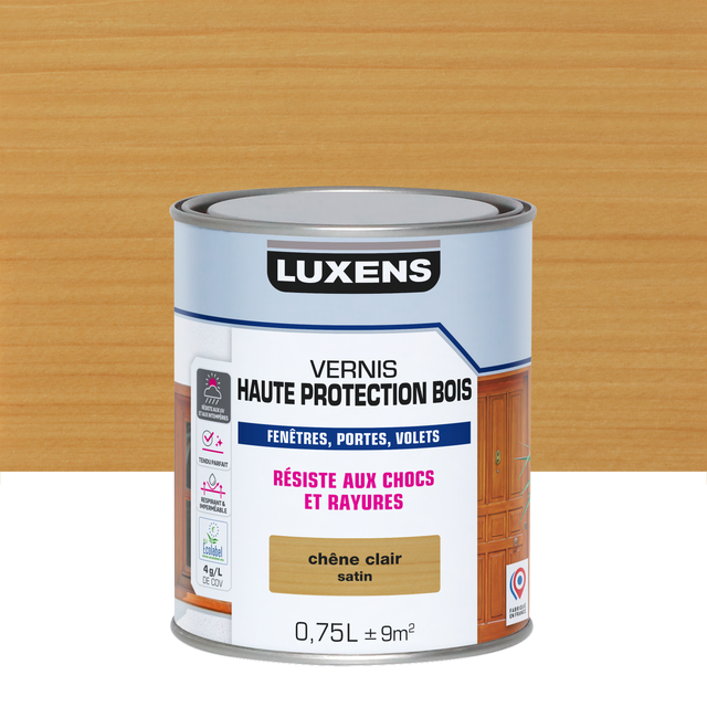 Vernis pour bois extérieur LUXENS Haute protection chêne clair satiné 0.75 l