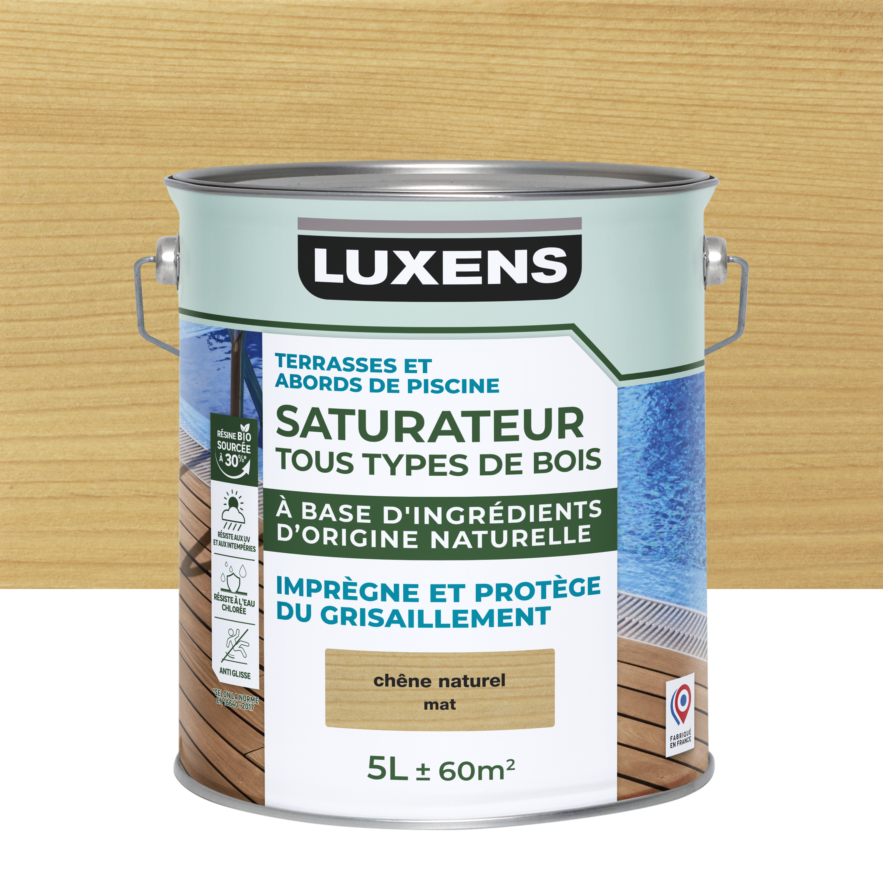 Saturateur pour bois extérieur LUXENS Biosourcée chêne naturel mat 5 l — free download