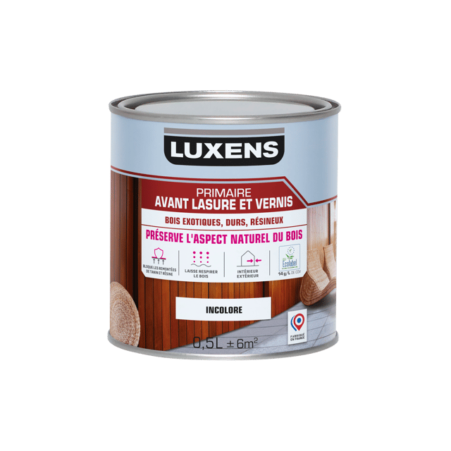 Primaire bois avant lasure et vernis LUXENS incolore 0.5 l
