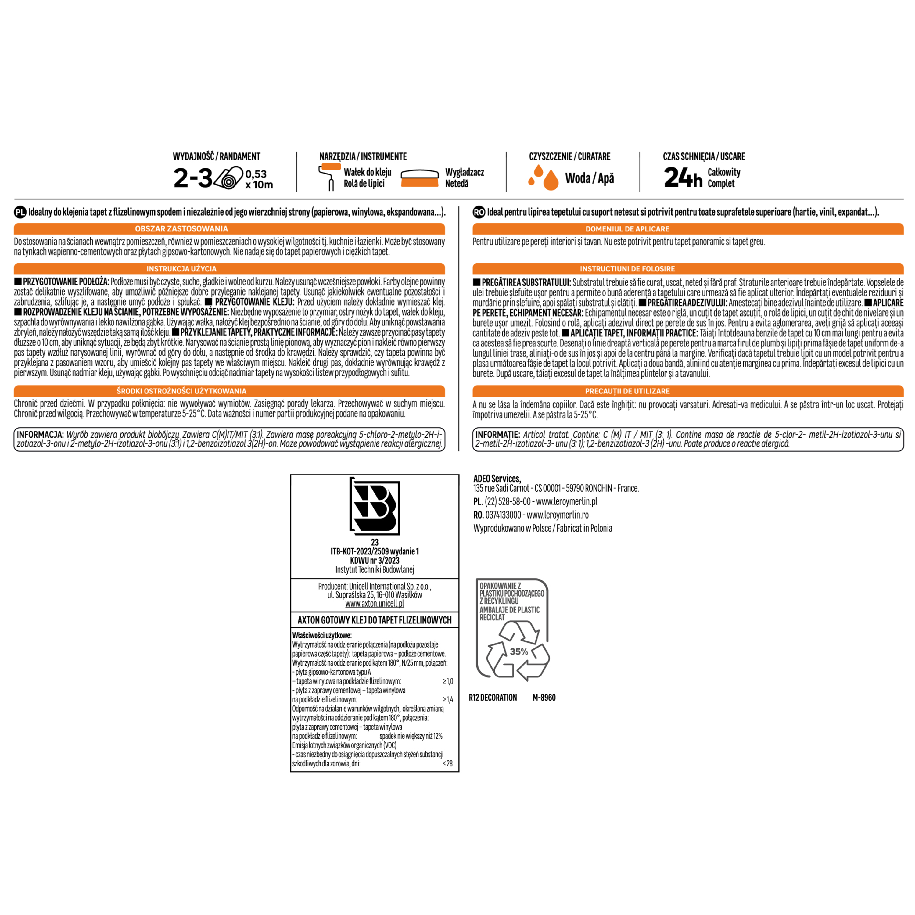 Gotowy klej do tapet flizelinowych 2 kg Axton - 3