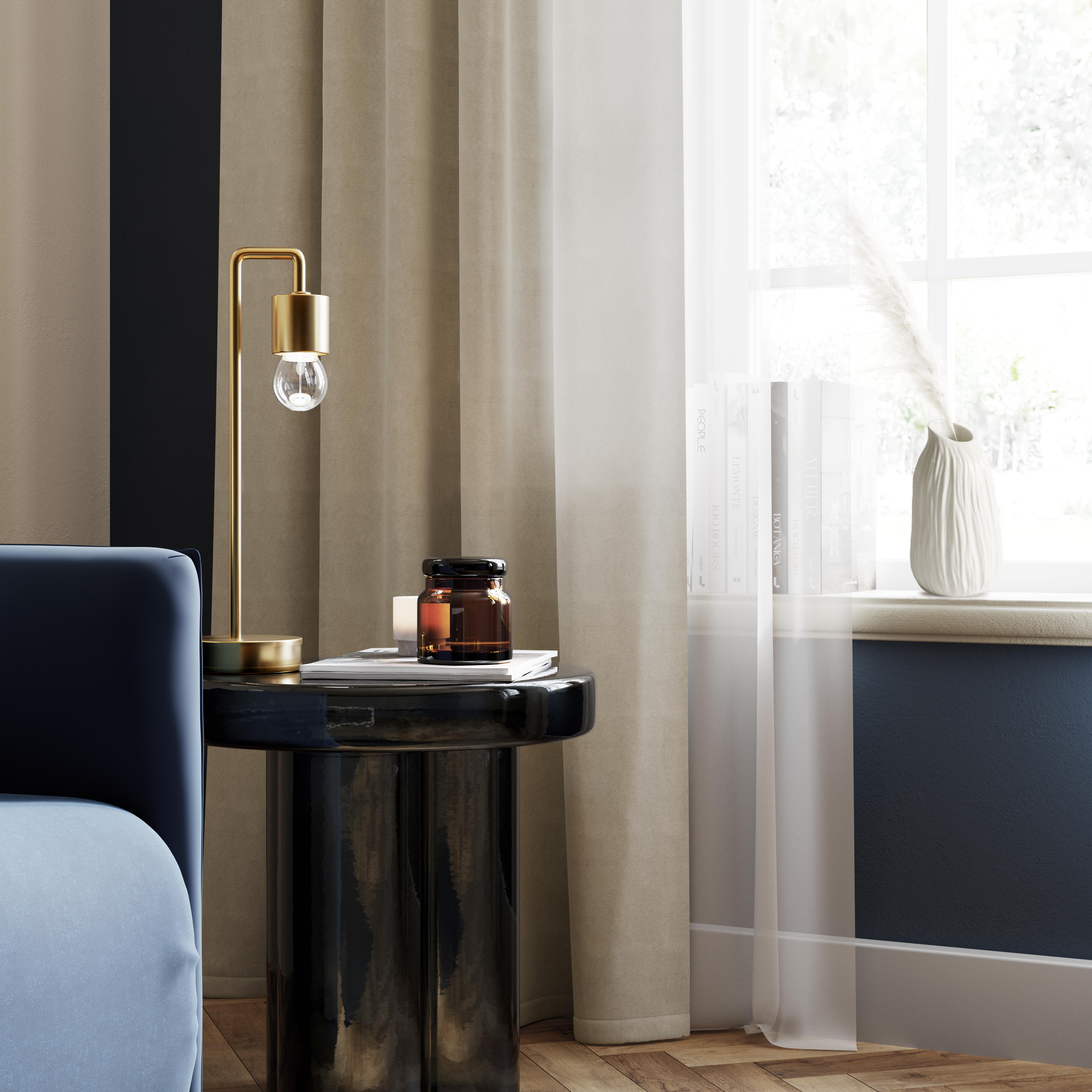 Candeeiro de mesa Lina E27 1 luz 45cm latão Inspire - 4