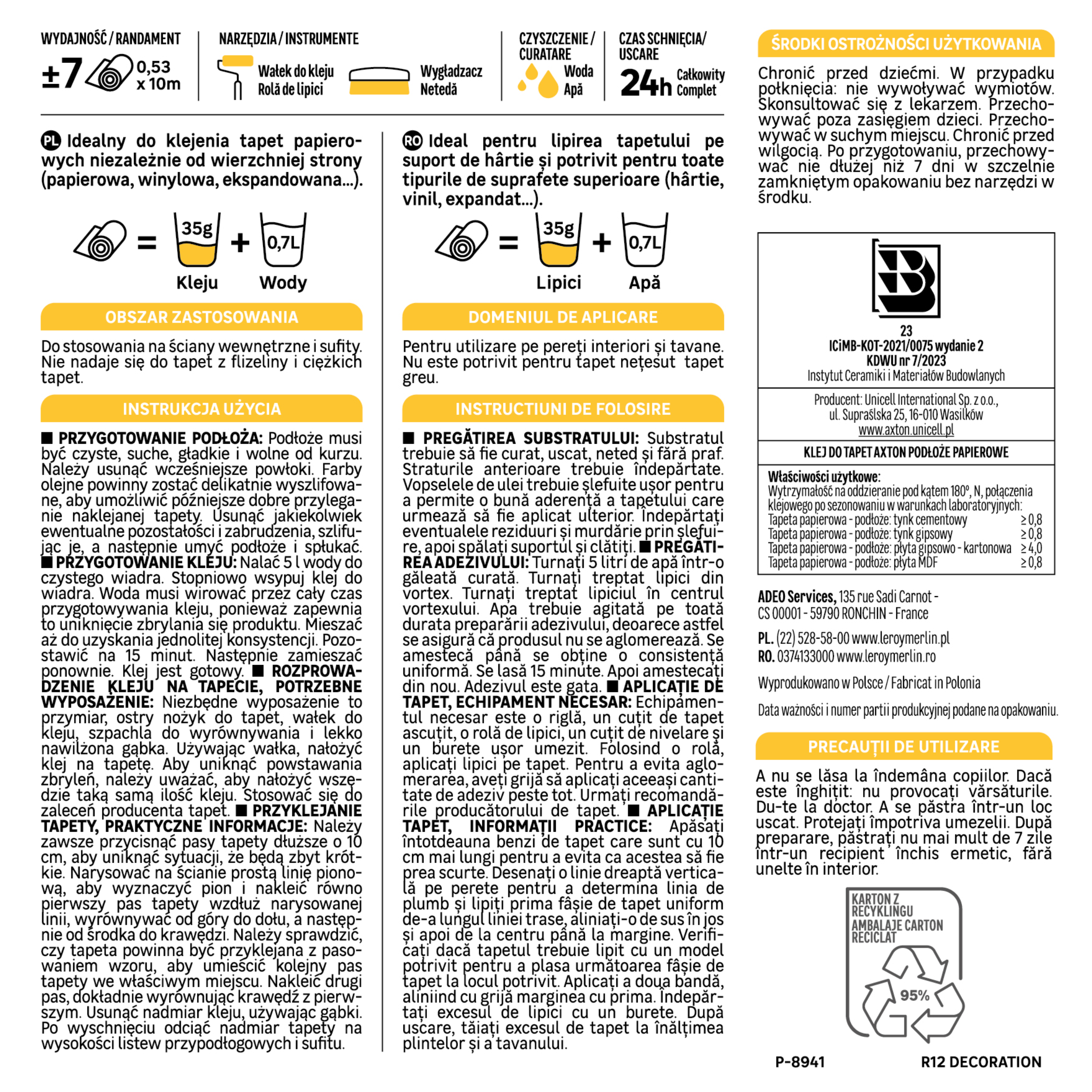 Klej do tapet papierowych Axton - 4